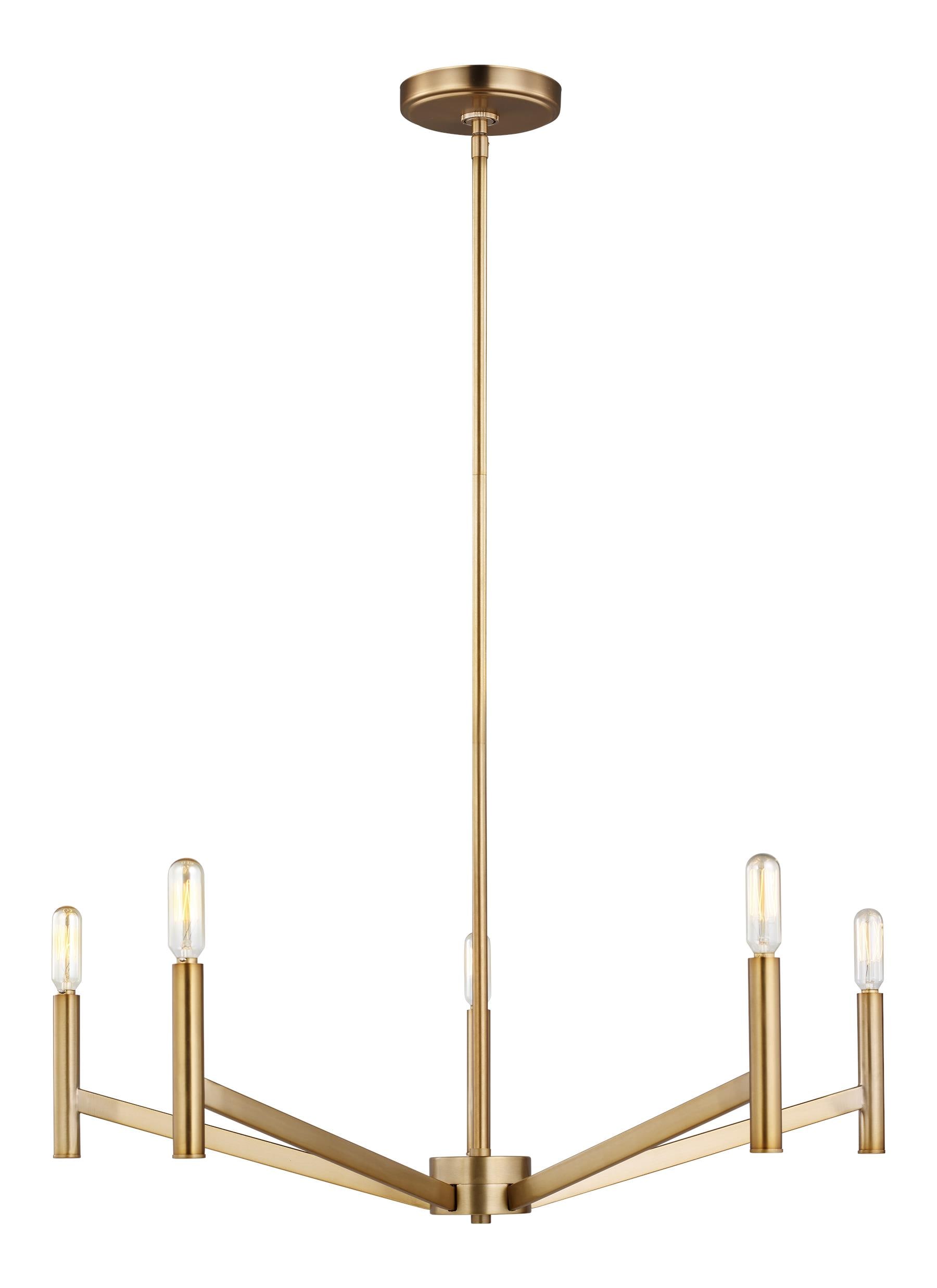 Generation Lighting 3124305EN-848 Vector 5 -Light Satin Brass Modern/contemporary For Use in Bedrooms, Dining Rooms, Foyers, Kitchens, Living Rooms Chandelier