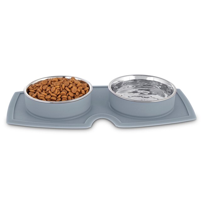 EveryYay Dining In Silicone Double Diner Dog Bowl Set - Easy-to