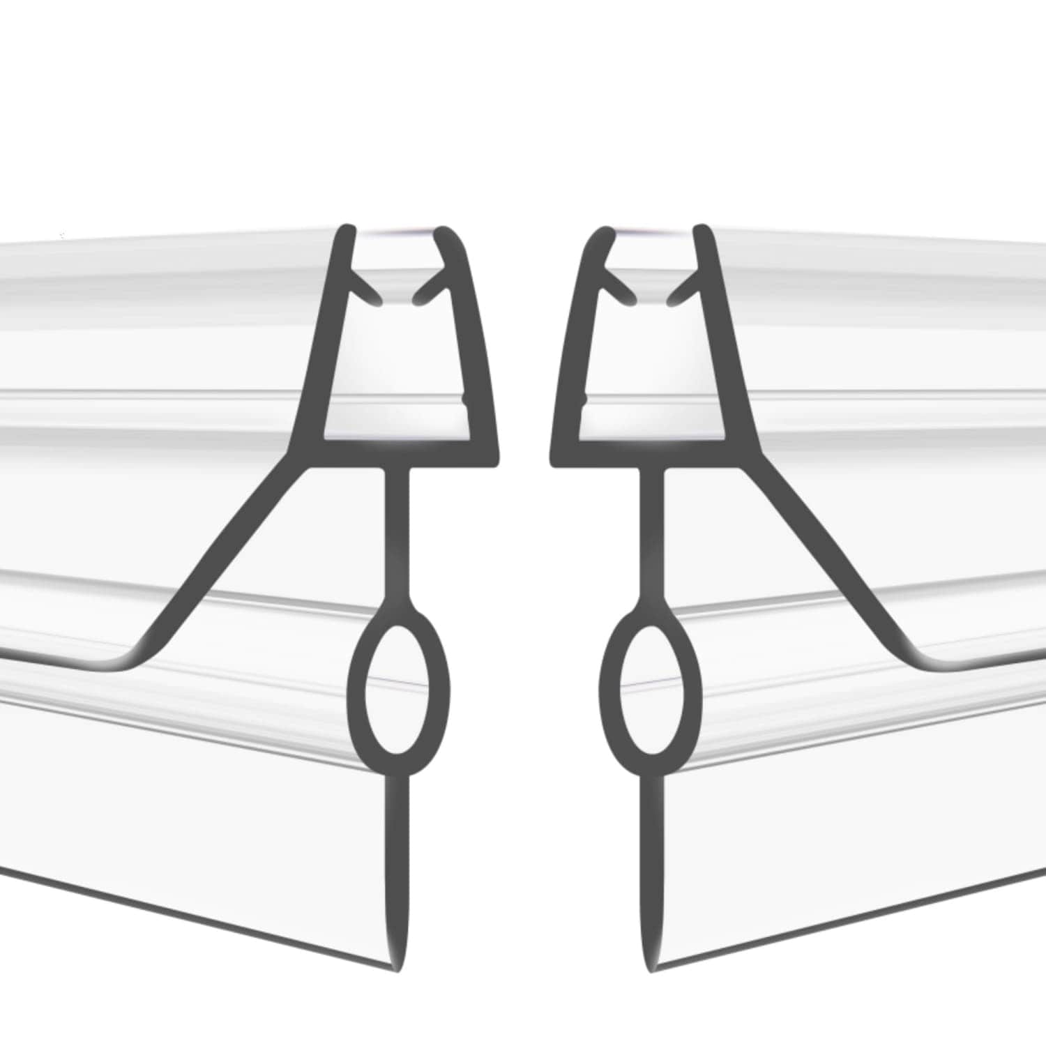 OGETFUUR 2-Pack 3/8-in Clear Vinyl Shower Door Sweep with Long Drip Rail for Frameless Glass Doors