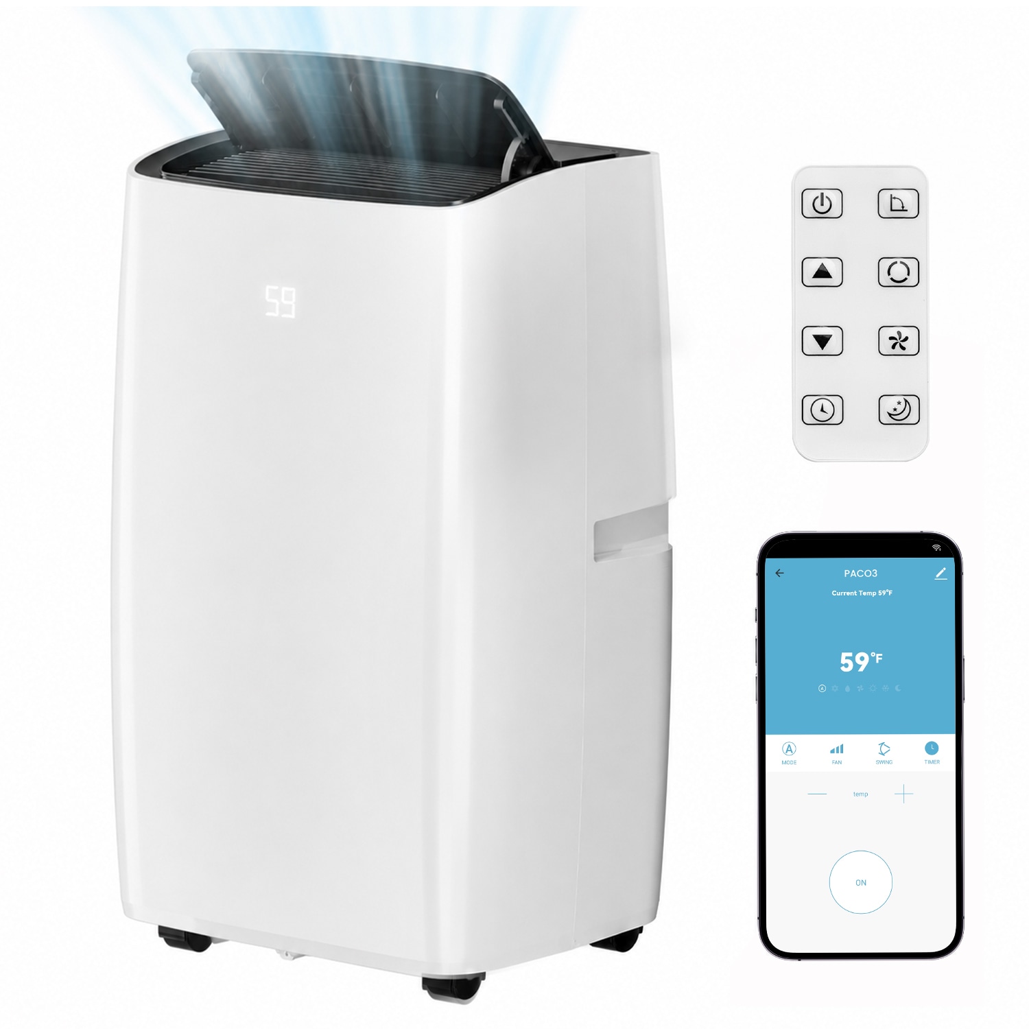 Anlicho 14000 BTU ASHRAE 9000 BTU DOE WiFi and App Control Portable Air Conditioner Cools 700 SqFt with 4-in-1 Modes in White