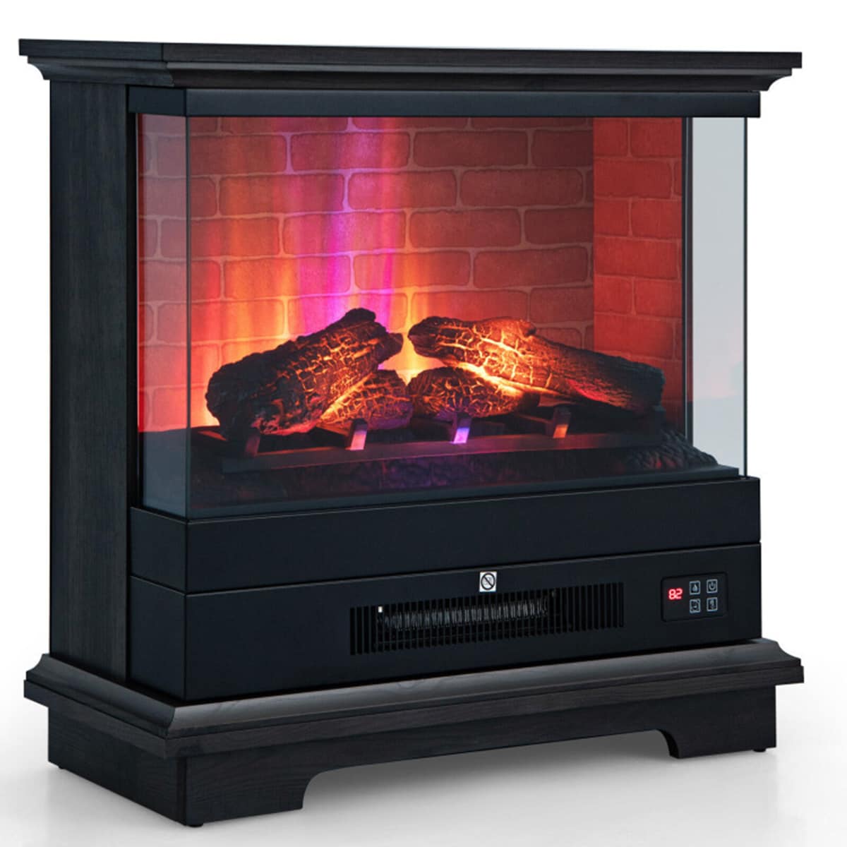 Clihome CL-DKUS-10179 27-Inches W Black TV Stand with Fan-forced Flat wall Electric Fireplace with Remote Control Included