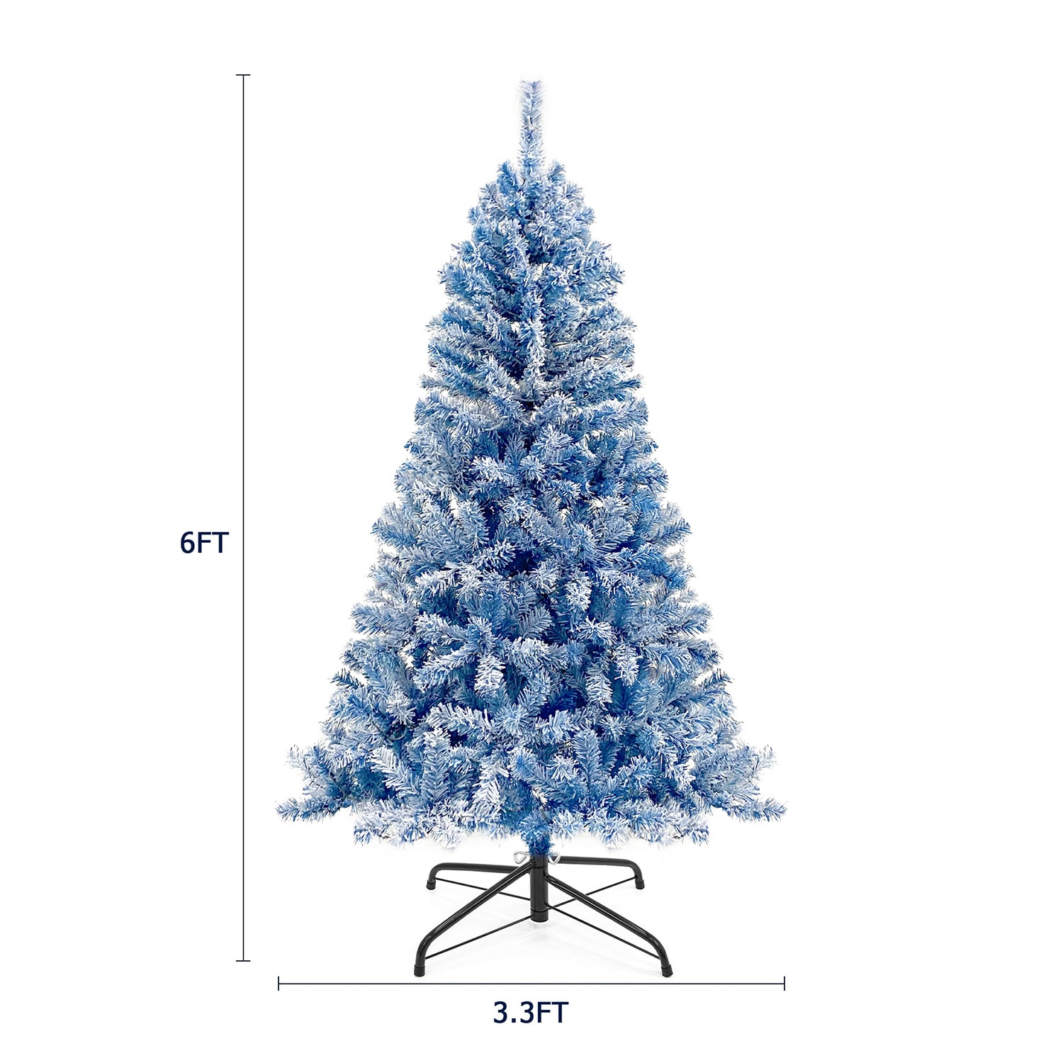 Bybafun 6-ft Pre-lit Flocked Blue Artificial Christmas Tree With LED ...