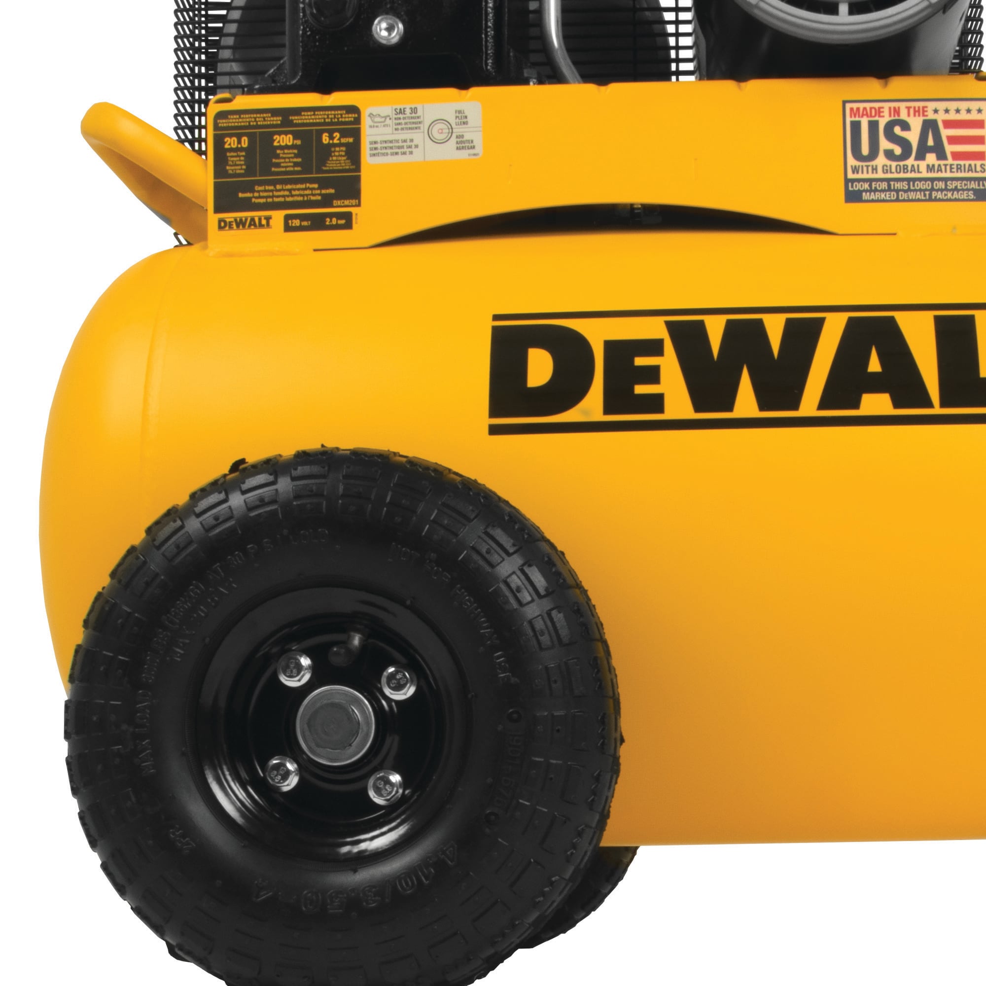 DEWALT 20 Gallons Portable 200 PSI Horizontal Air Compressor in