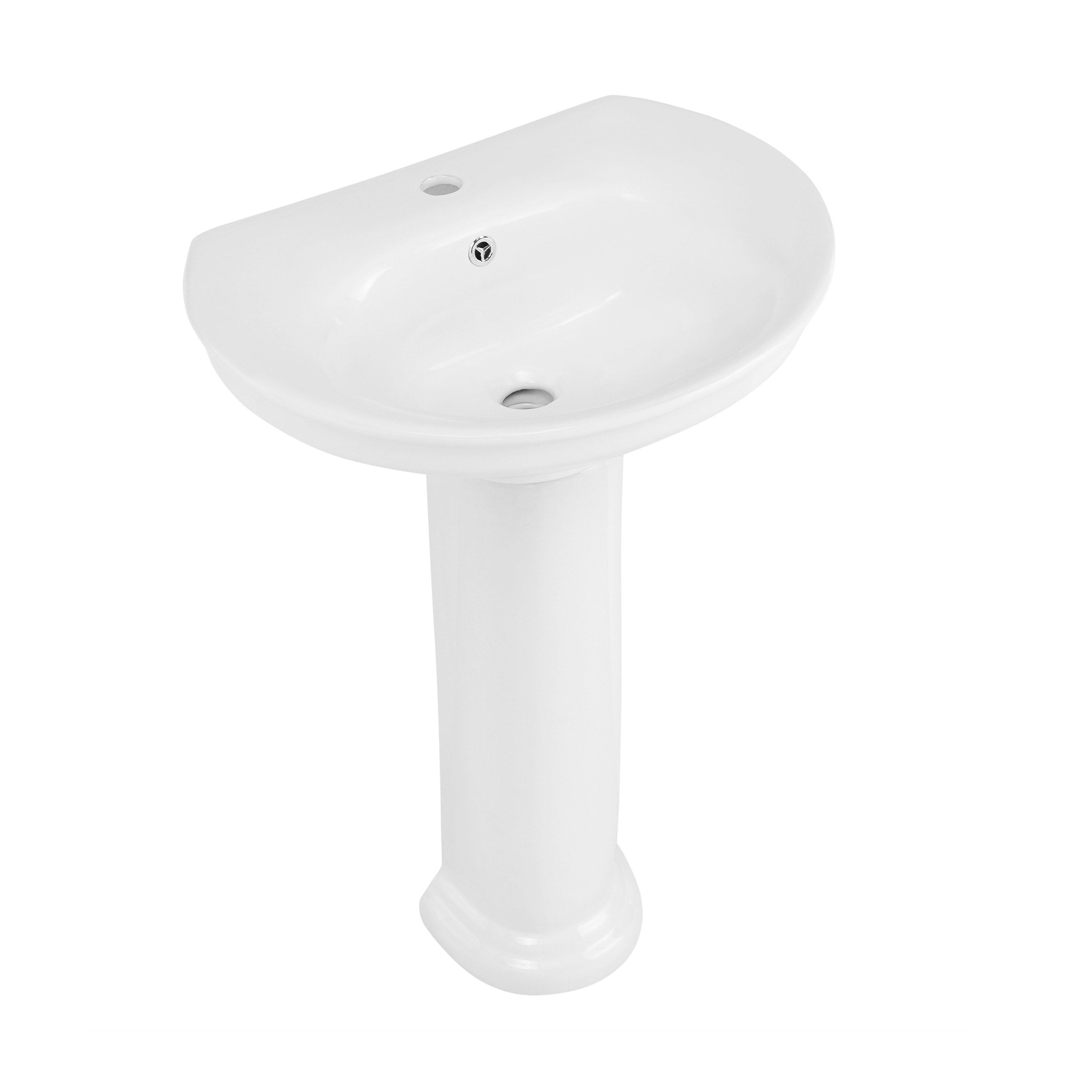 Swiss Madison SM-25-PSCEL03WH Celeste Ceramic Modern Glossy White Pedestal Sink Combo ( 23-in x 23-in x 32-in )