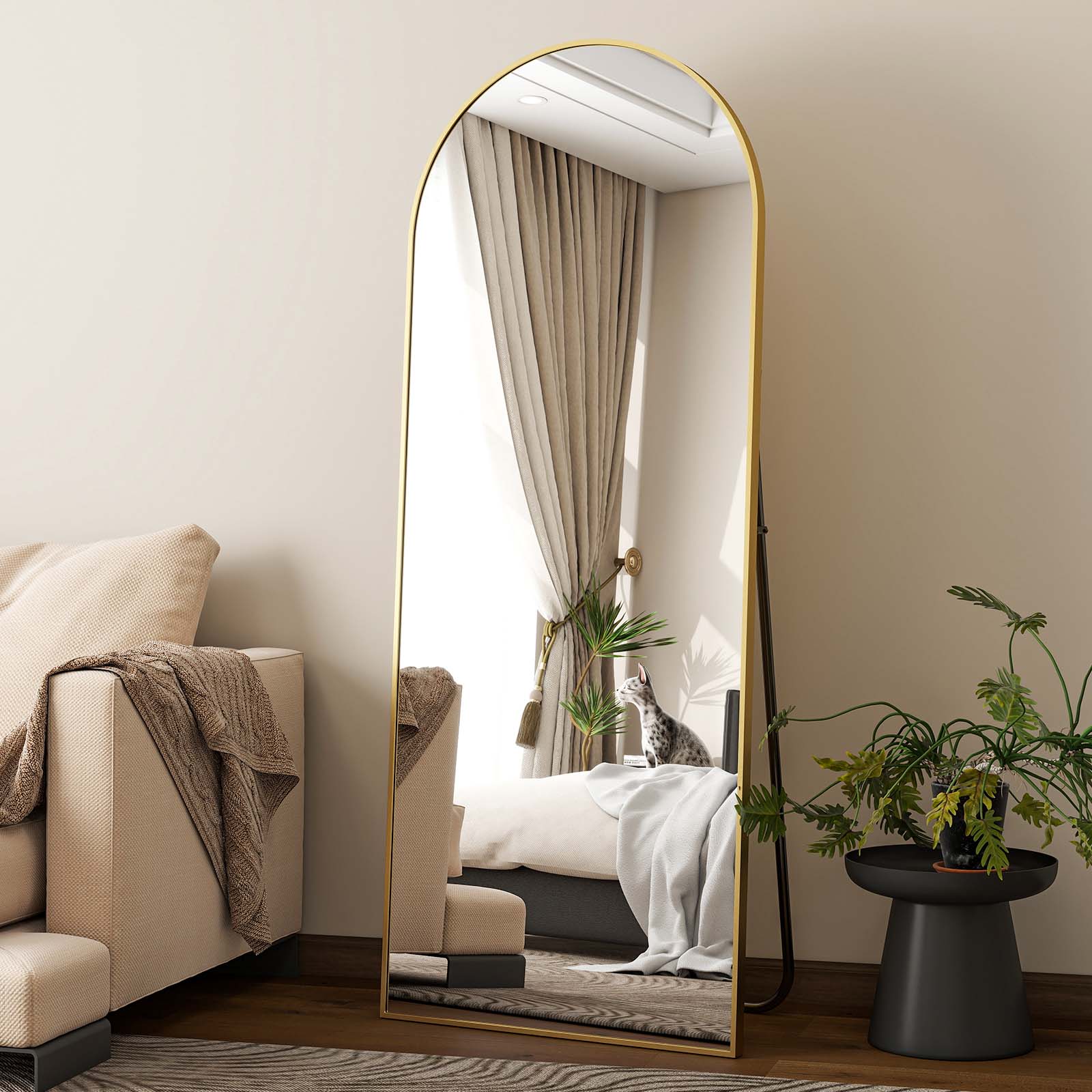 BEAUTYPEAK LS-GZ3376-G 33-Inches W x 76.0-Inches H Arch Gold Framed Full Length Floor Mirror