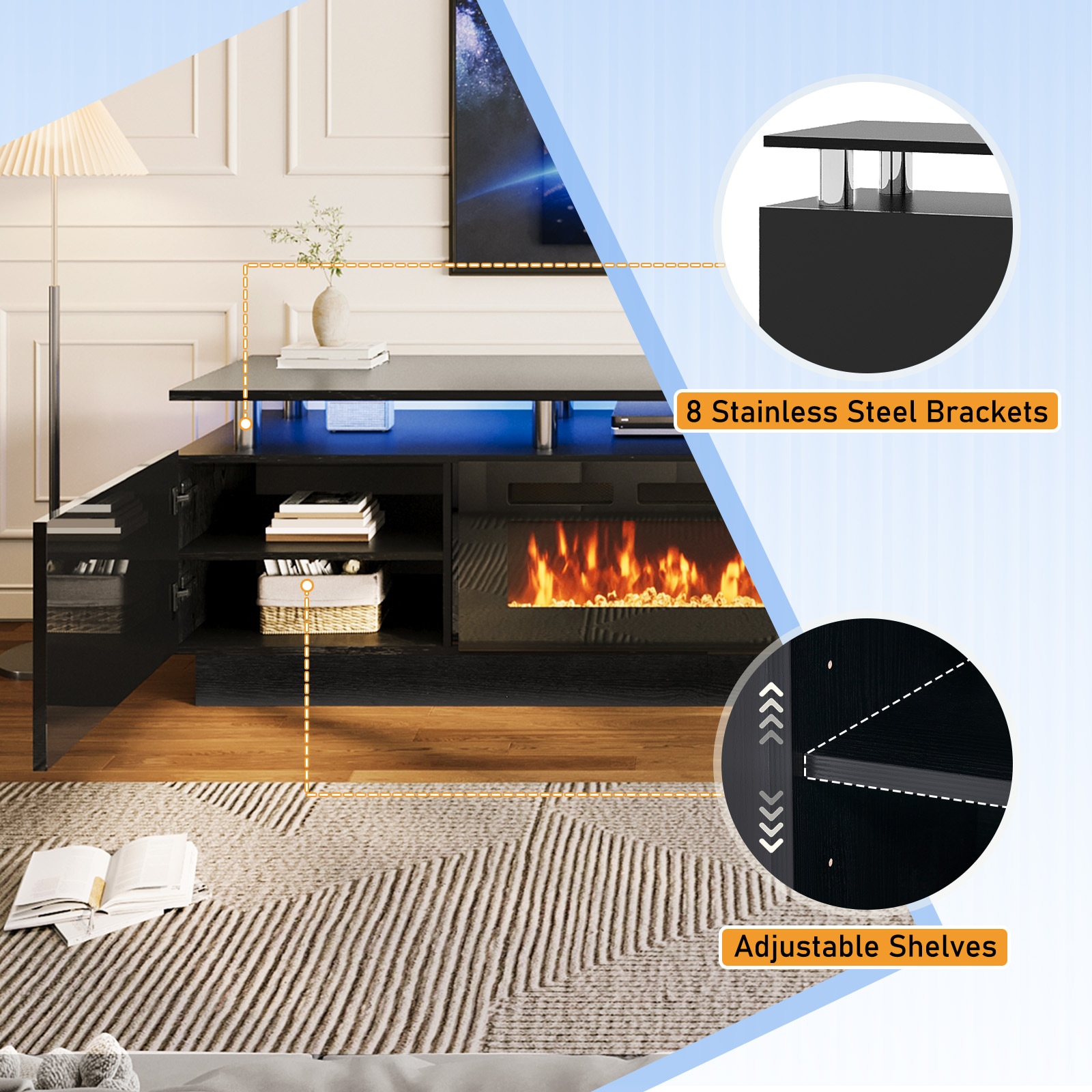 Bapipro TE25A1480B Electric-Fireplaces - View #3