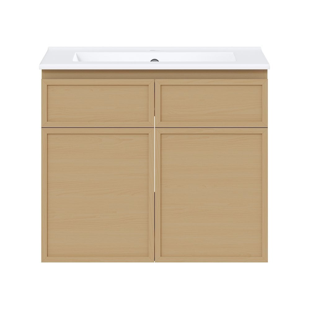 Swiss Madison - St Tropez 24 WallMounted Bathroom Vanity in Natural Oak with Sink Top