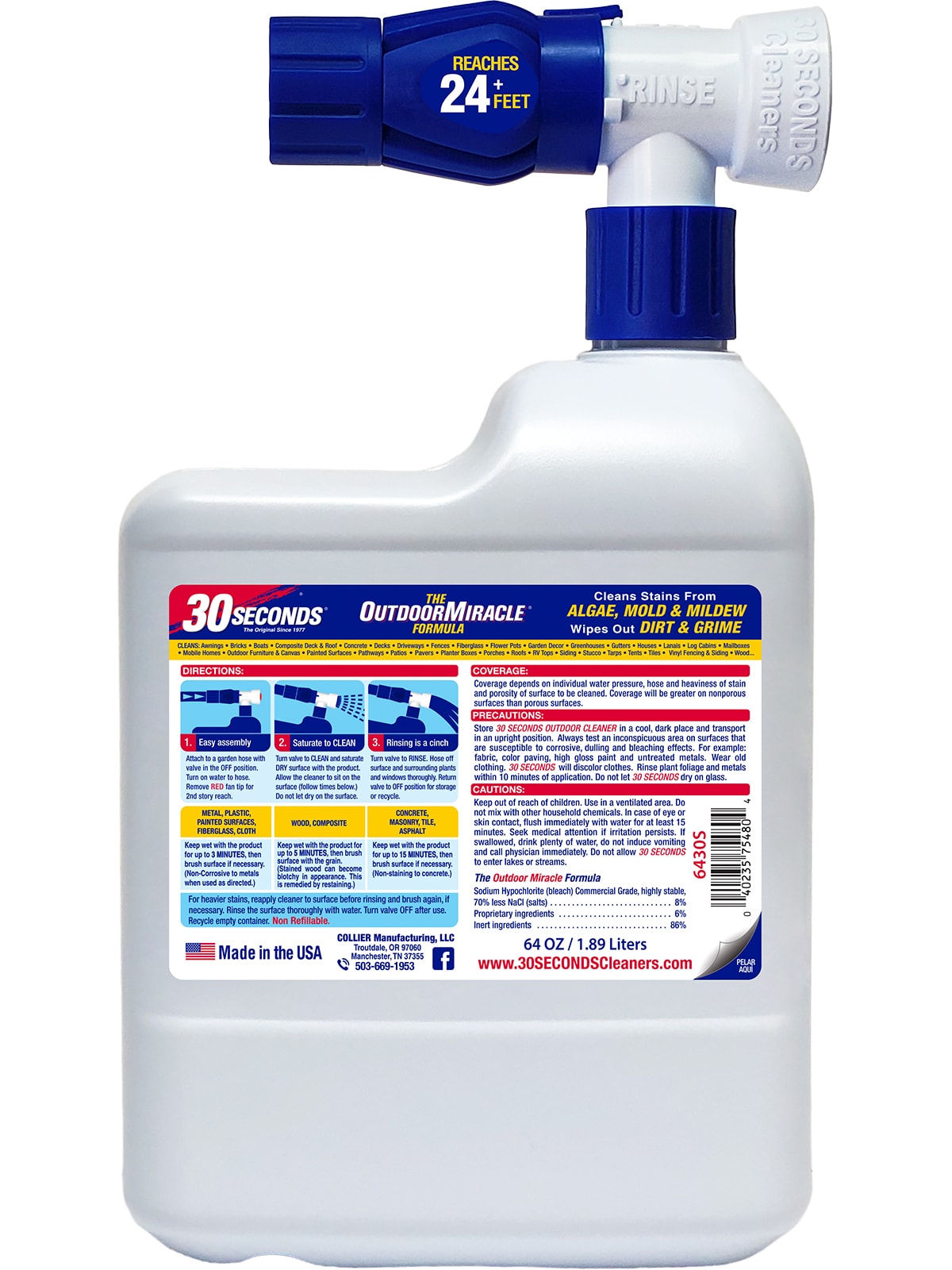 30 SECONDS 64-oz Mold and Mildew Stain Remover Outdoor Cleaner in the Outdoor  Cleaners department at