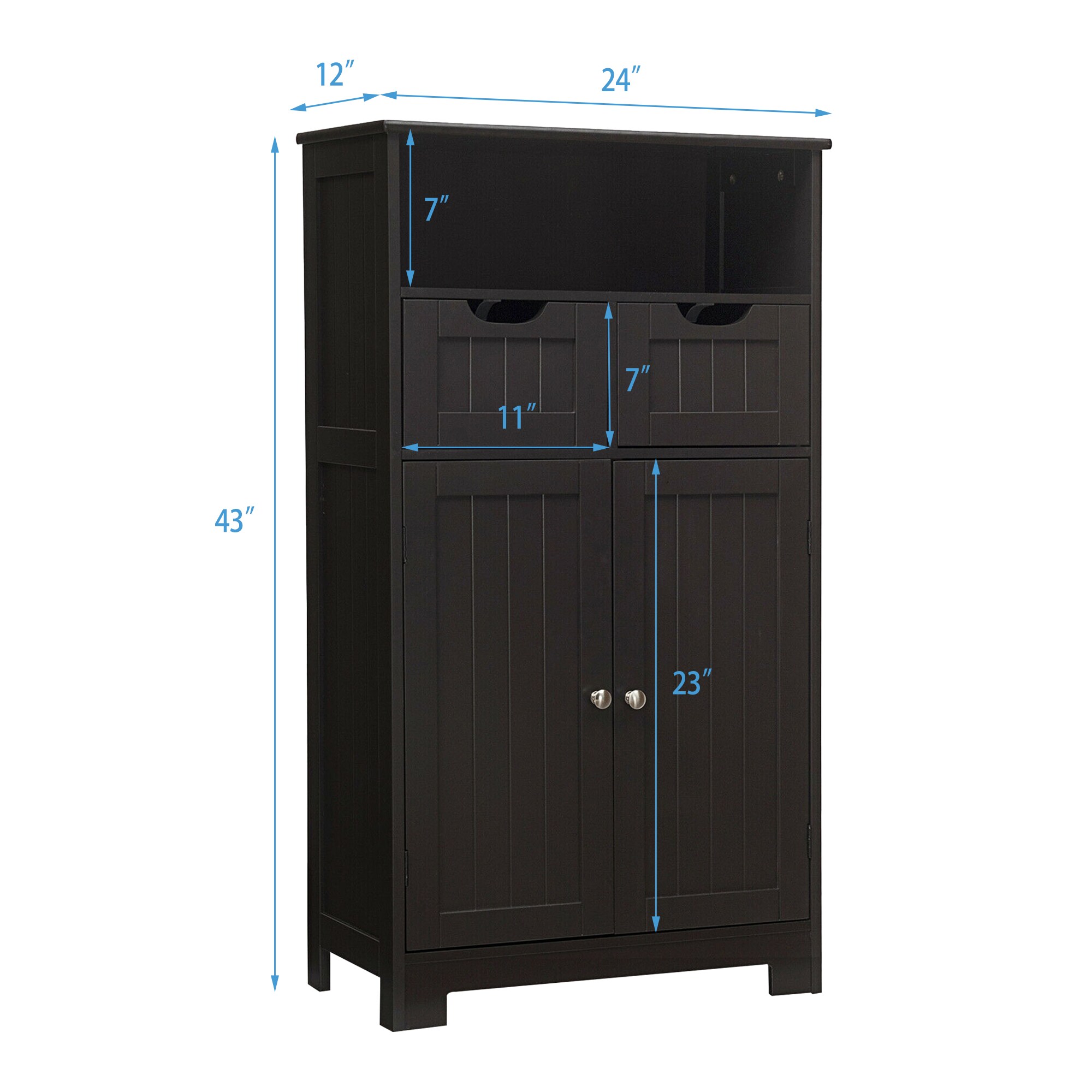 WELLFOR 24-in x 43-in x 12-in Dark Brown Freestanding Linen Cabinet