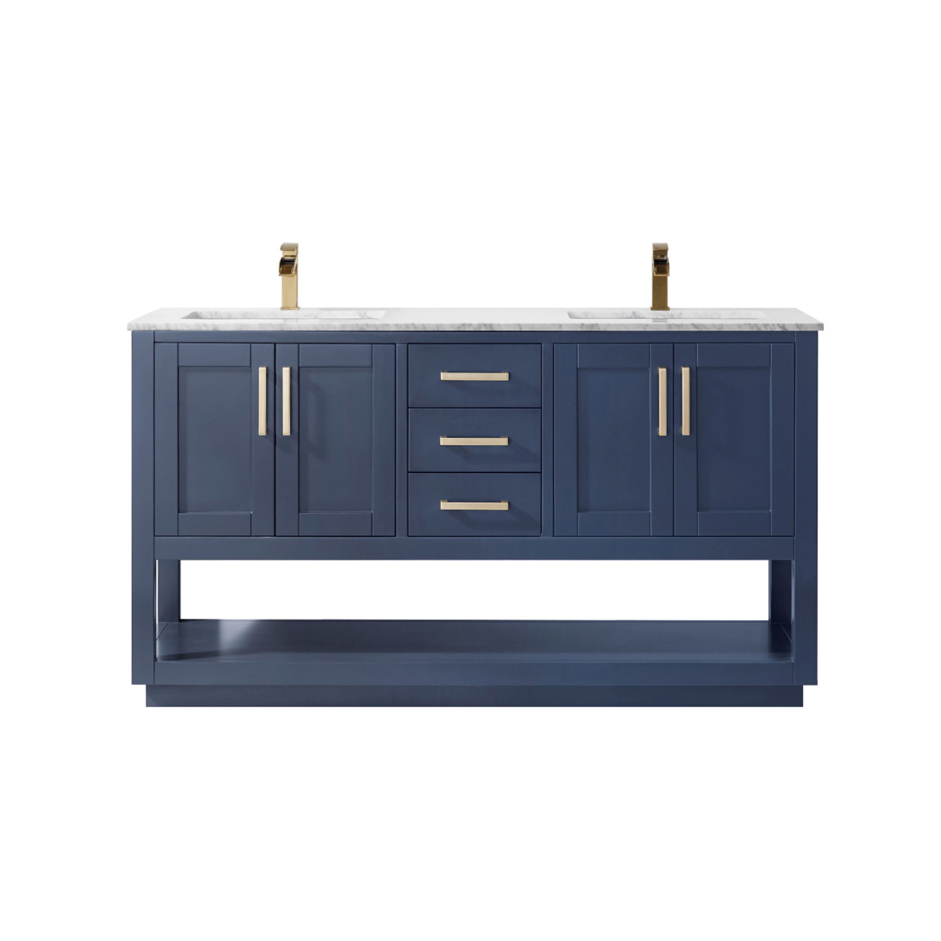 Altair 532060-RB-CA-NM Remi 60-in Royal Blue Undermount Double sink Bathroom Vanity with Carrara White Marble Top