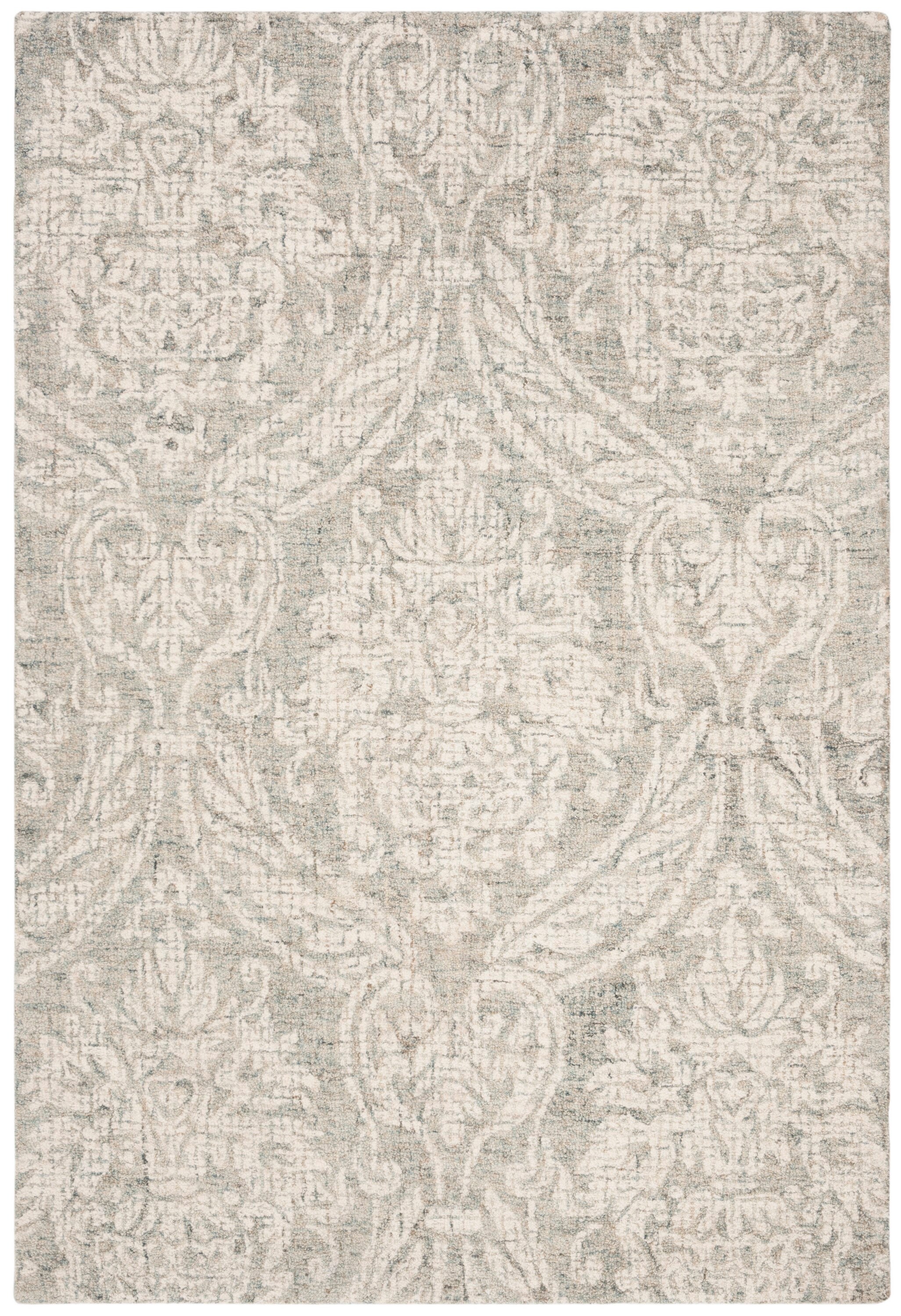 Gray Abstract Handmade Wool Tufted Reversible Rug, 24" x 4"