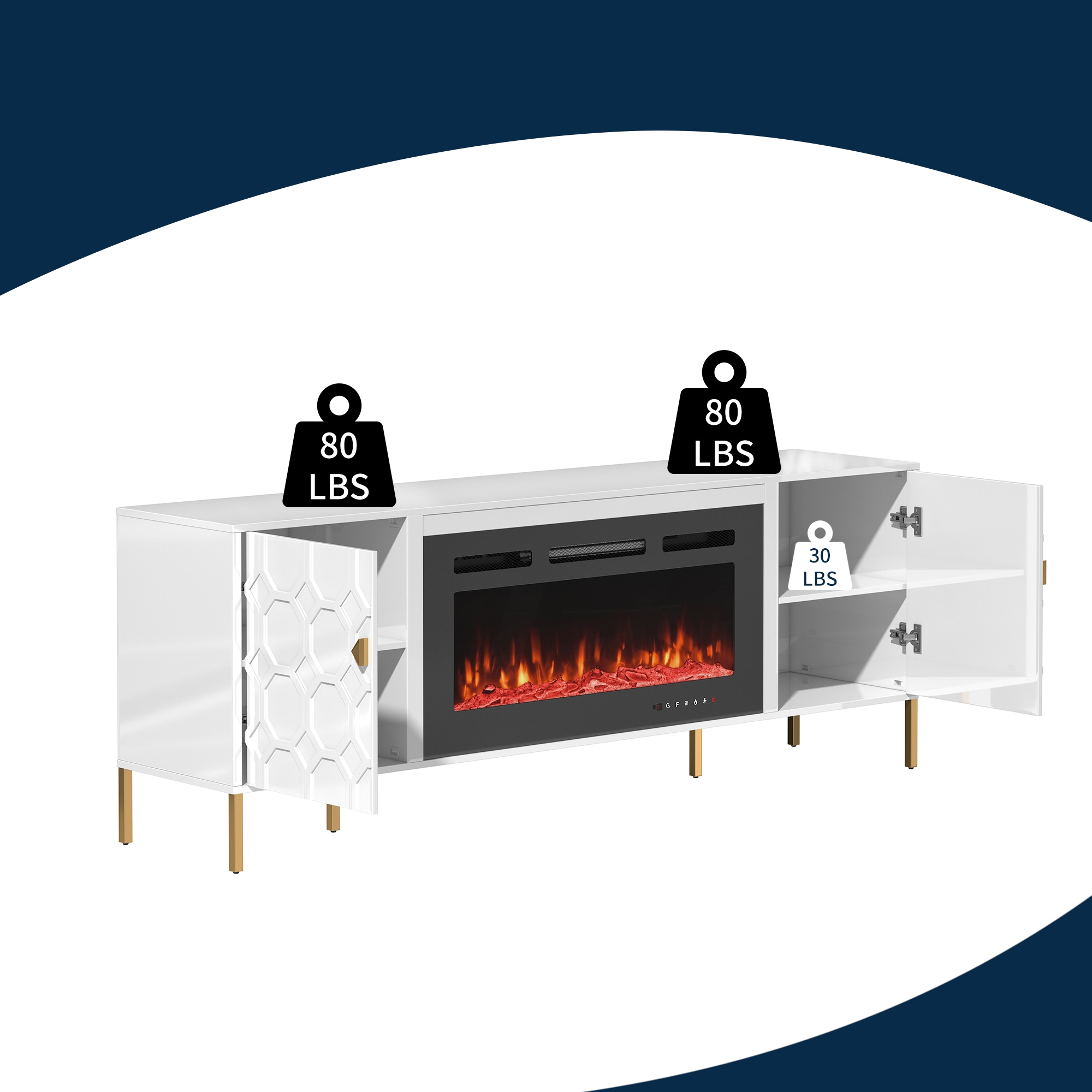 Clihome CL-JH4236-WH Electric-Fireplaces - View #10