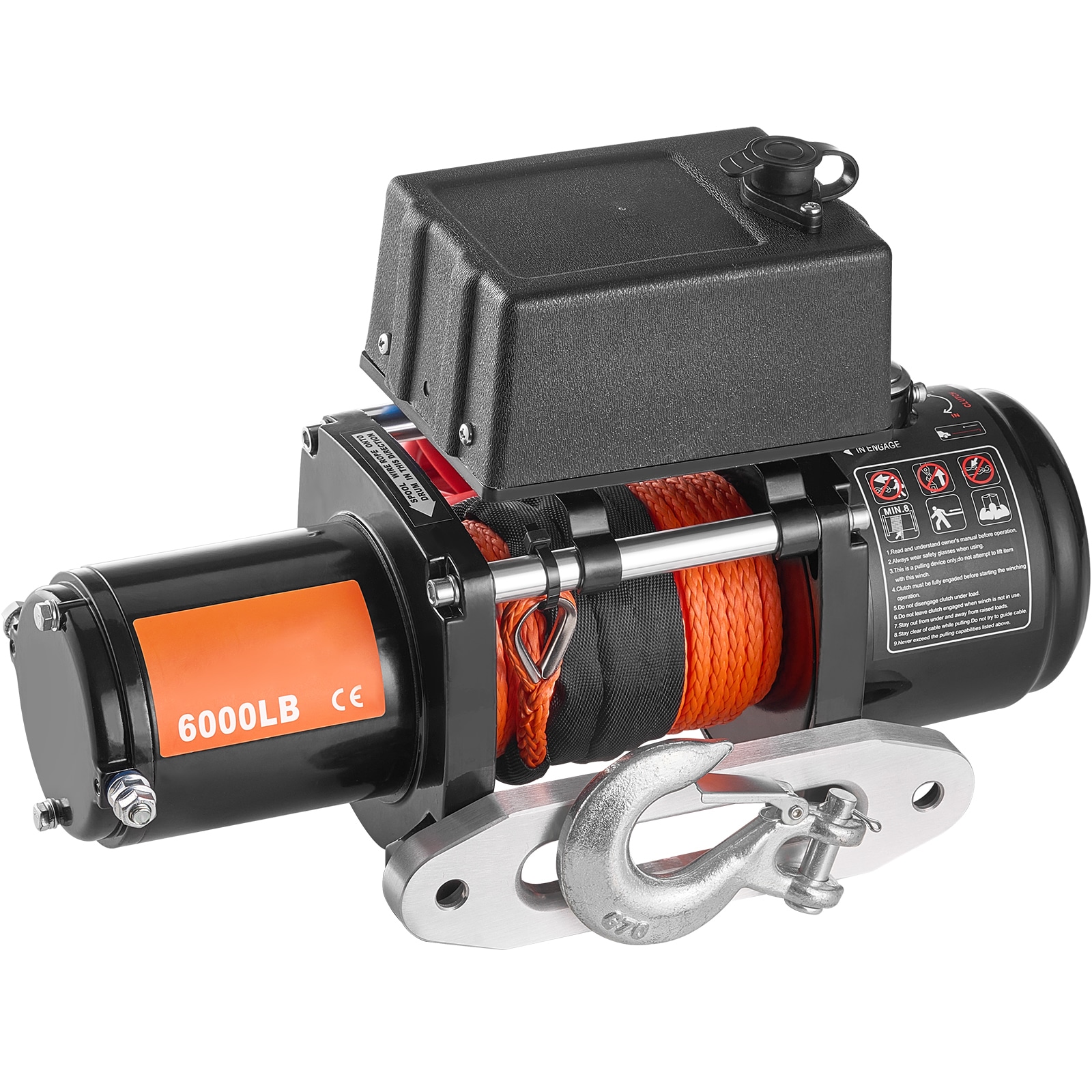 GIVIMO Electric Winch 6000-lb - 12V DC Truck Winch with 1/4-in x 55-ft Synthetic Rope - Aluminum Fairlead - Wireless and Wired Remote Controls - IP55 - for SUV Truck Jeep Trailer