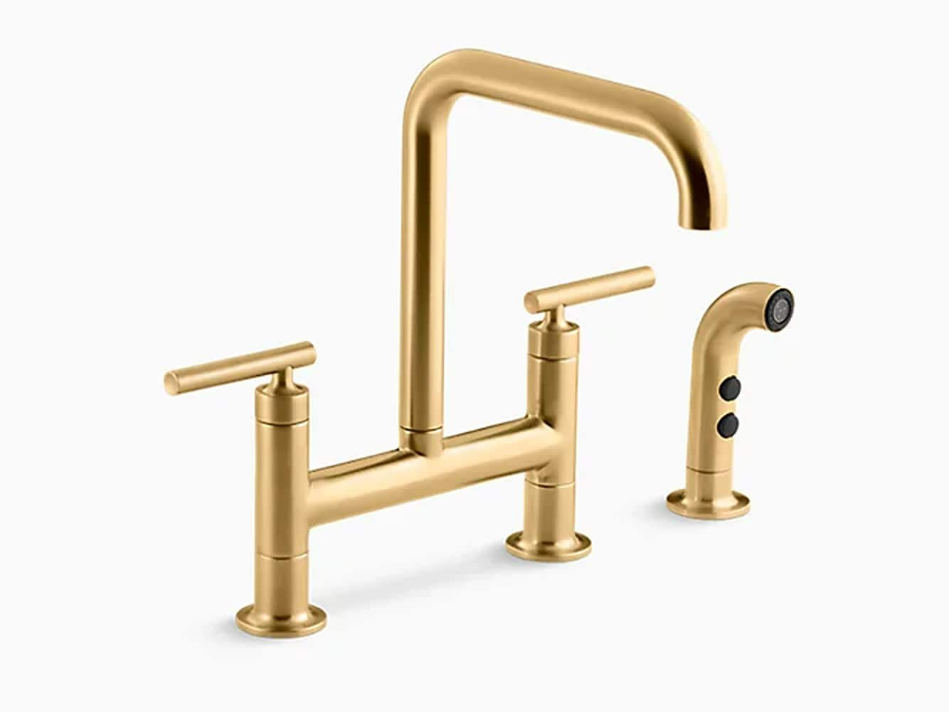 KOHLER Vibrant Brushed Moderne Brass Double Handle Bridge Kitchen   49852417 