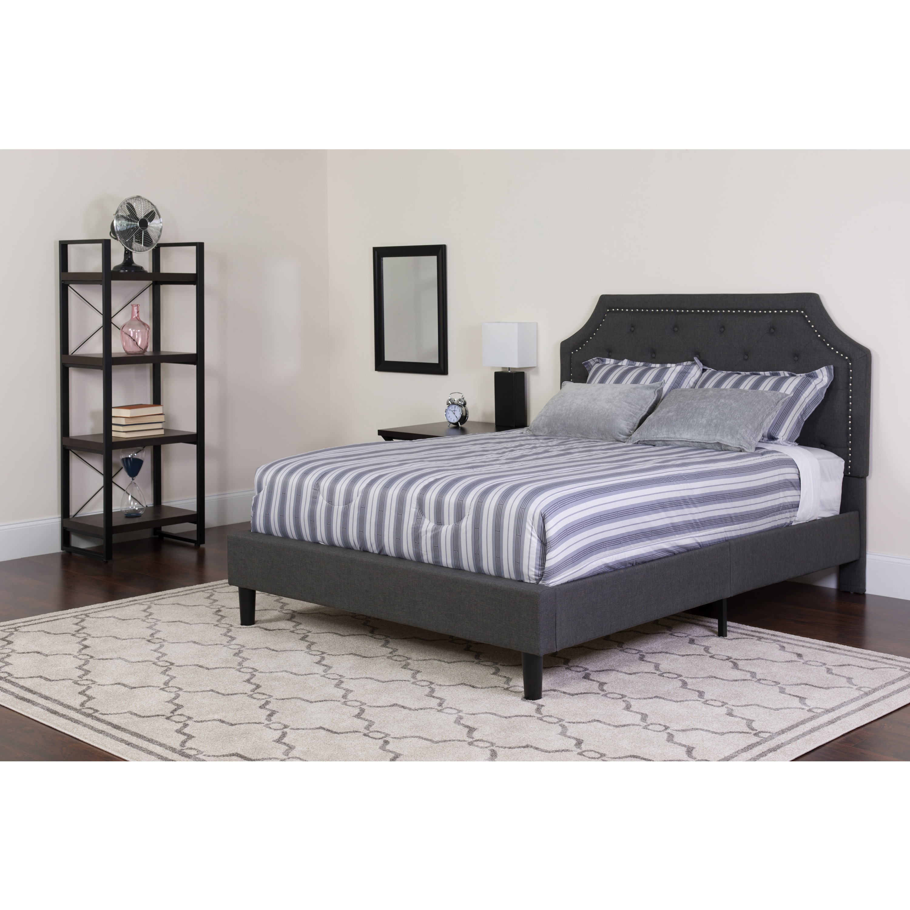 Flash Furniture 889142257455 Brighton Dark Gray Twin Upholstered Platform Bed