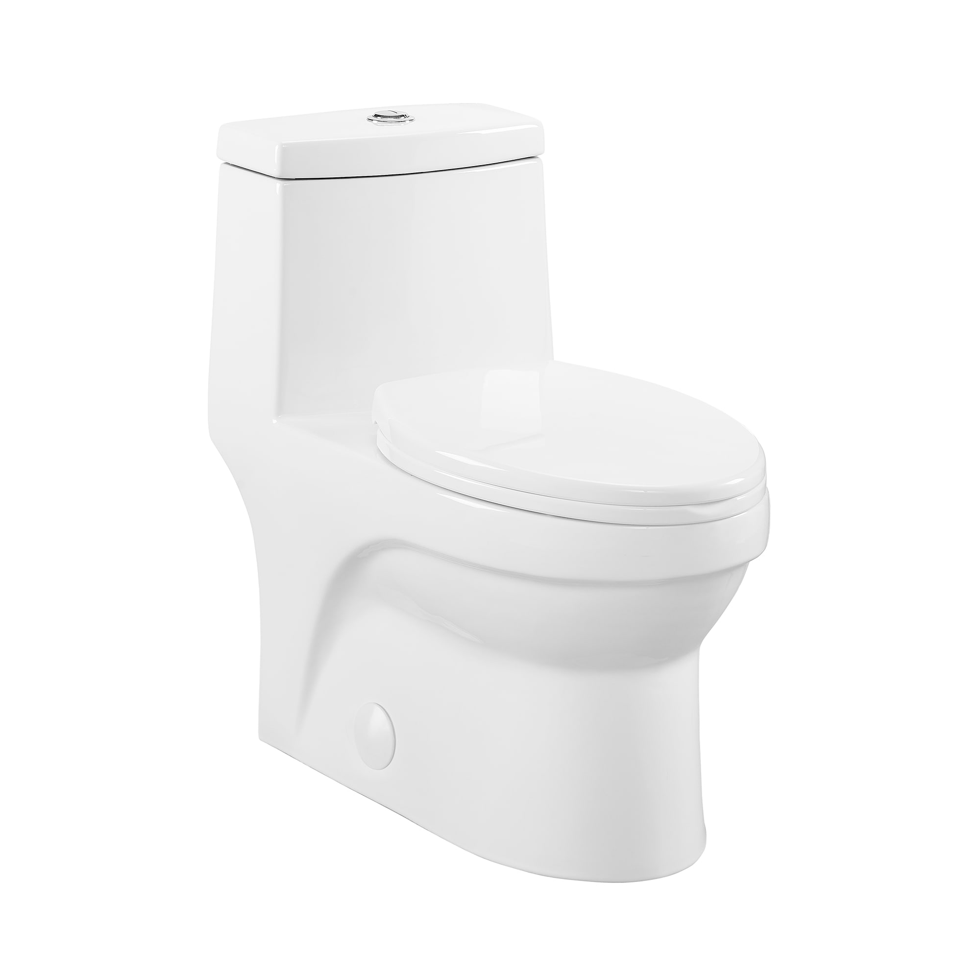 Swiss Madison SM-25-1TTOU08WH Tours Glossy White Touchless Flush Elongated Standard height Smart Soft Close 1-piece Toilet 12-in Rough-In 1.6 GPF