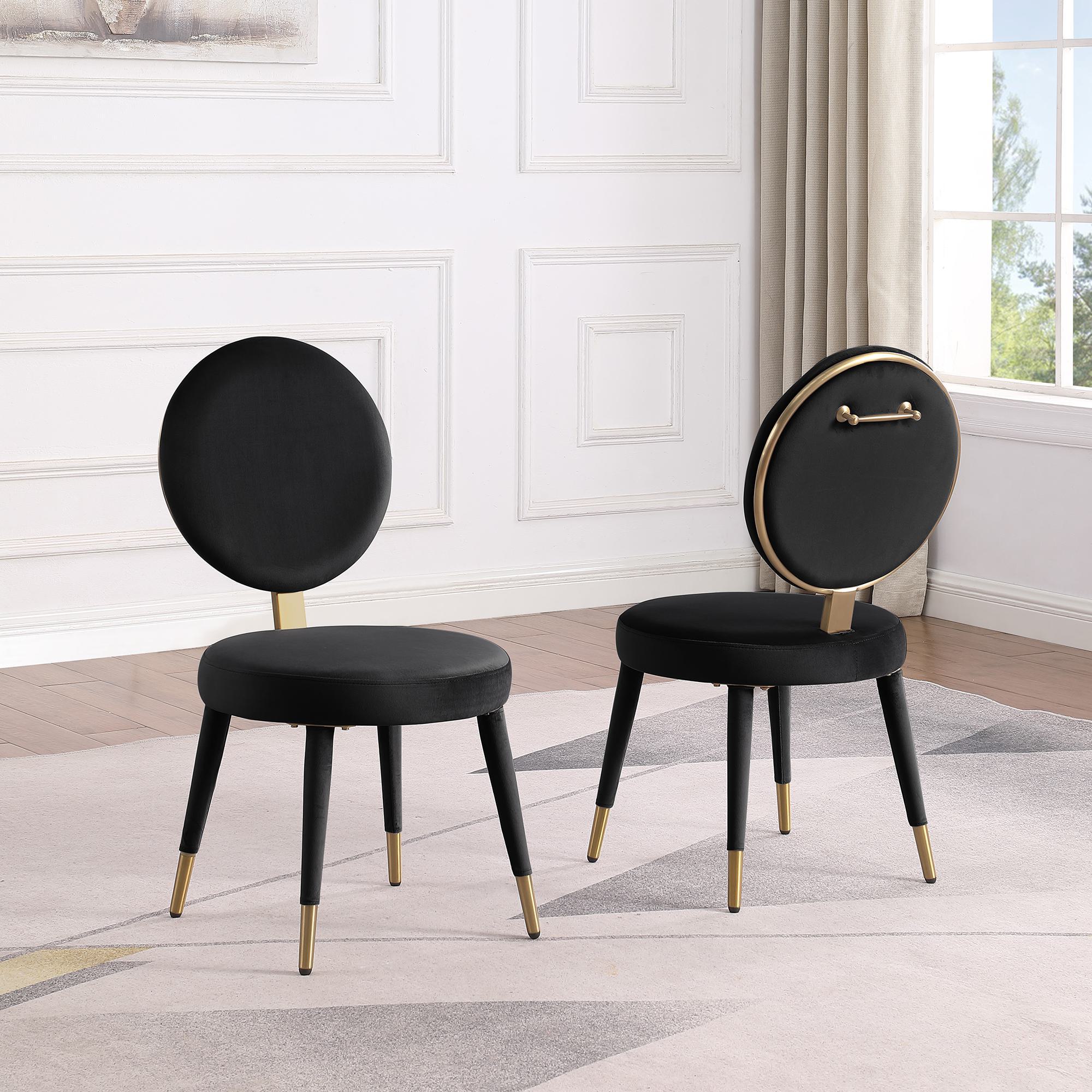 FARATI D2003DC-BLACK Set of 2 Contemporary/Modern Upholstered Dining Side Chair (Metal Frame)