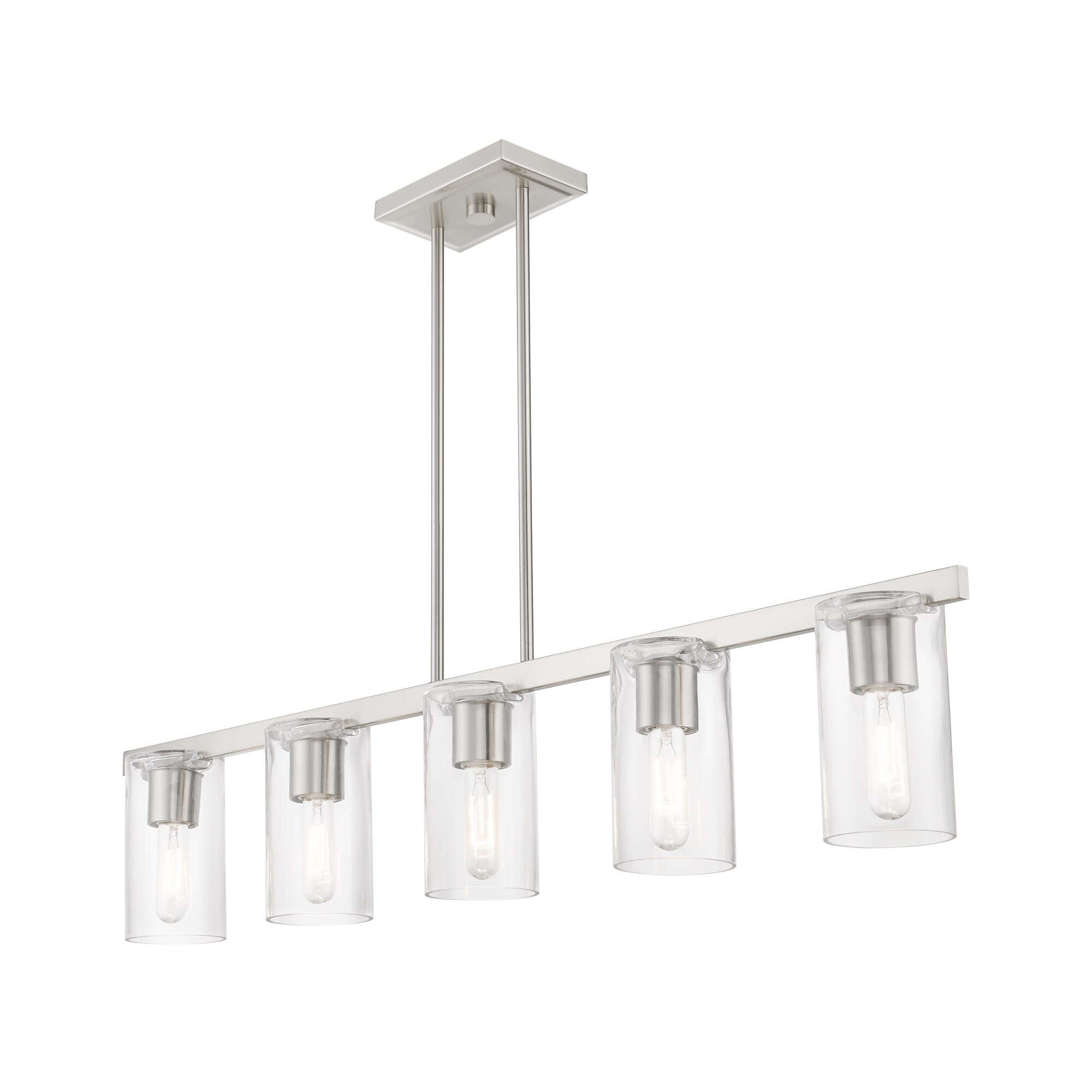 Clarion Brushed Nickel and Clear Glass 5-Light Linear Chandelier