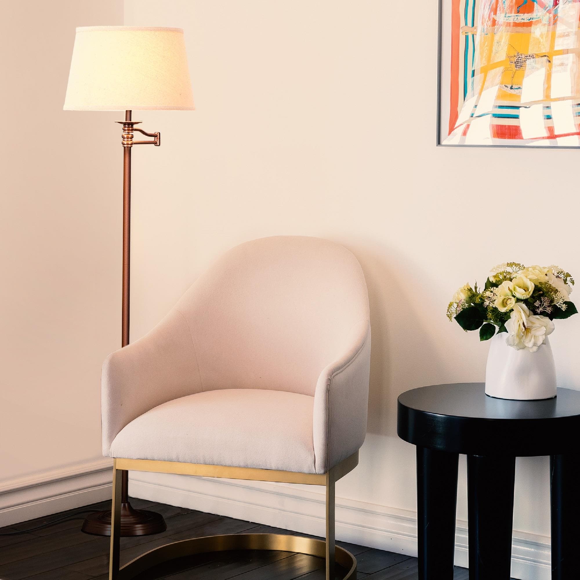 Caden Bronze 62" Extendable LED Floor Lamp with Fabric Shade
