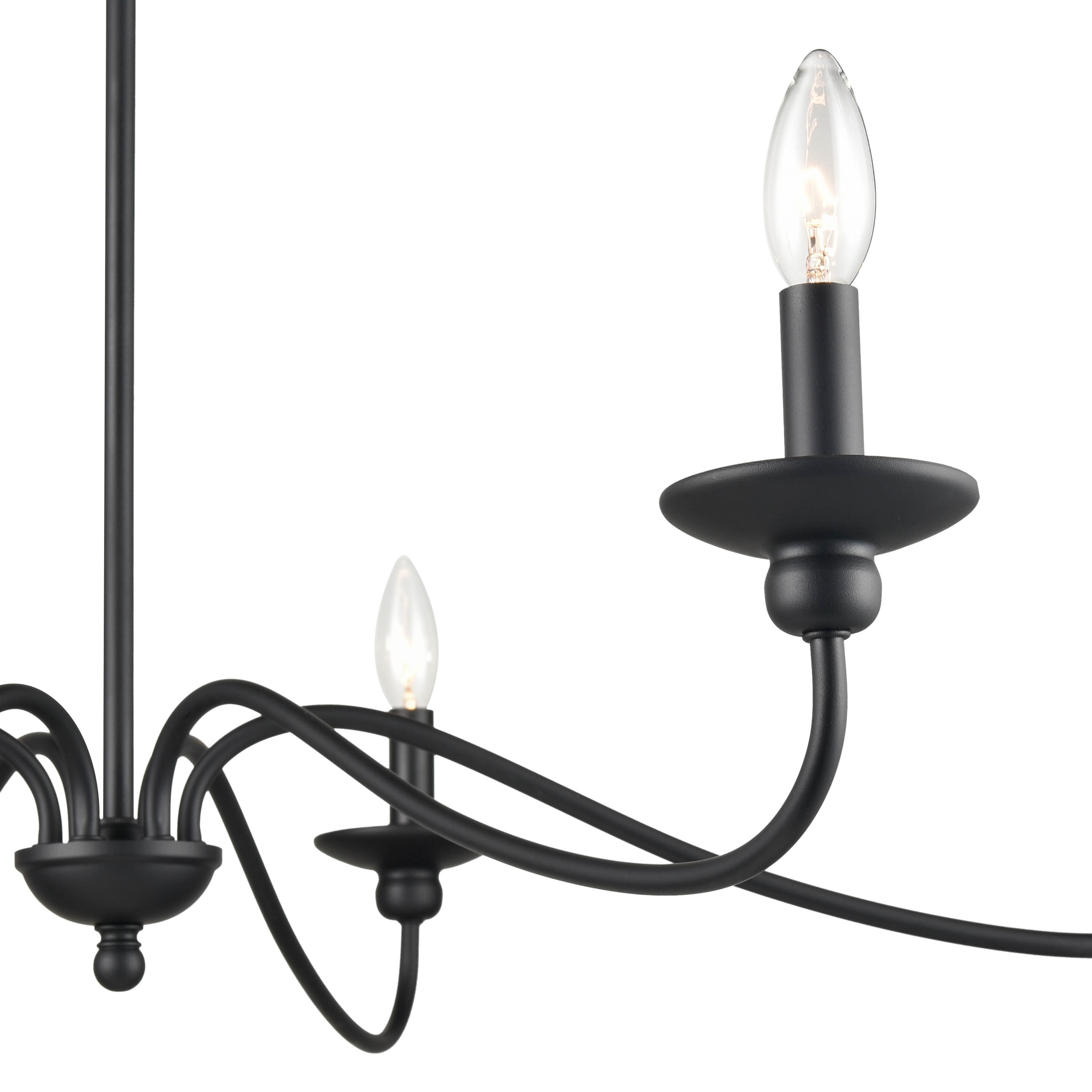 Delvona Matte Black 6-Light Chandelier with Incandescent Bulbs