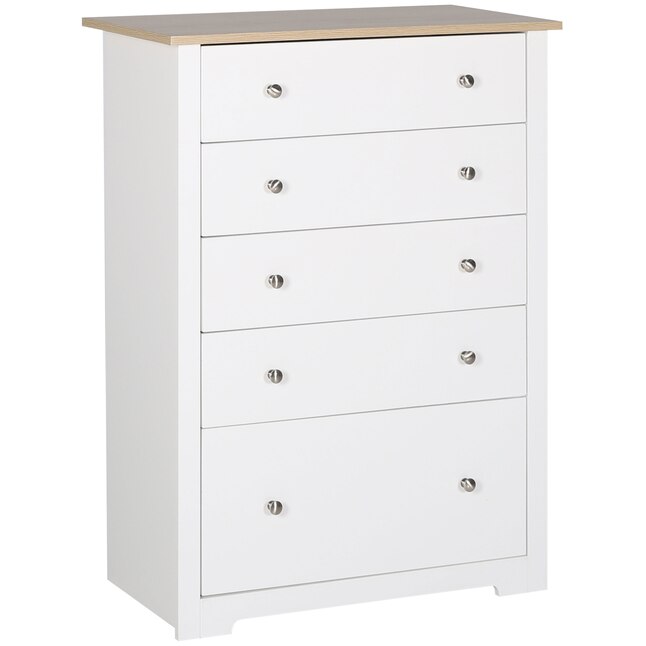 Veikous White 5 Drawer Standard Dresser, What Is Standard Dresser Height