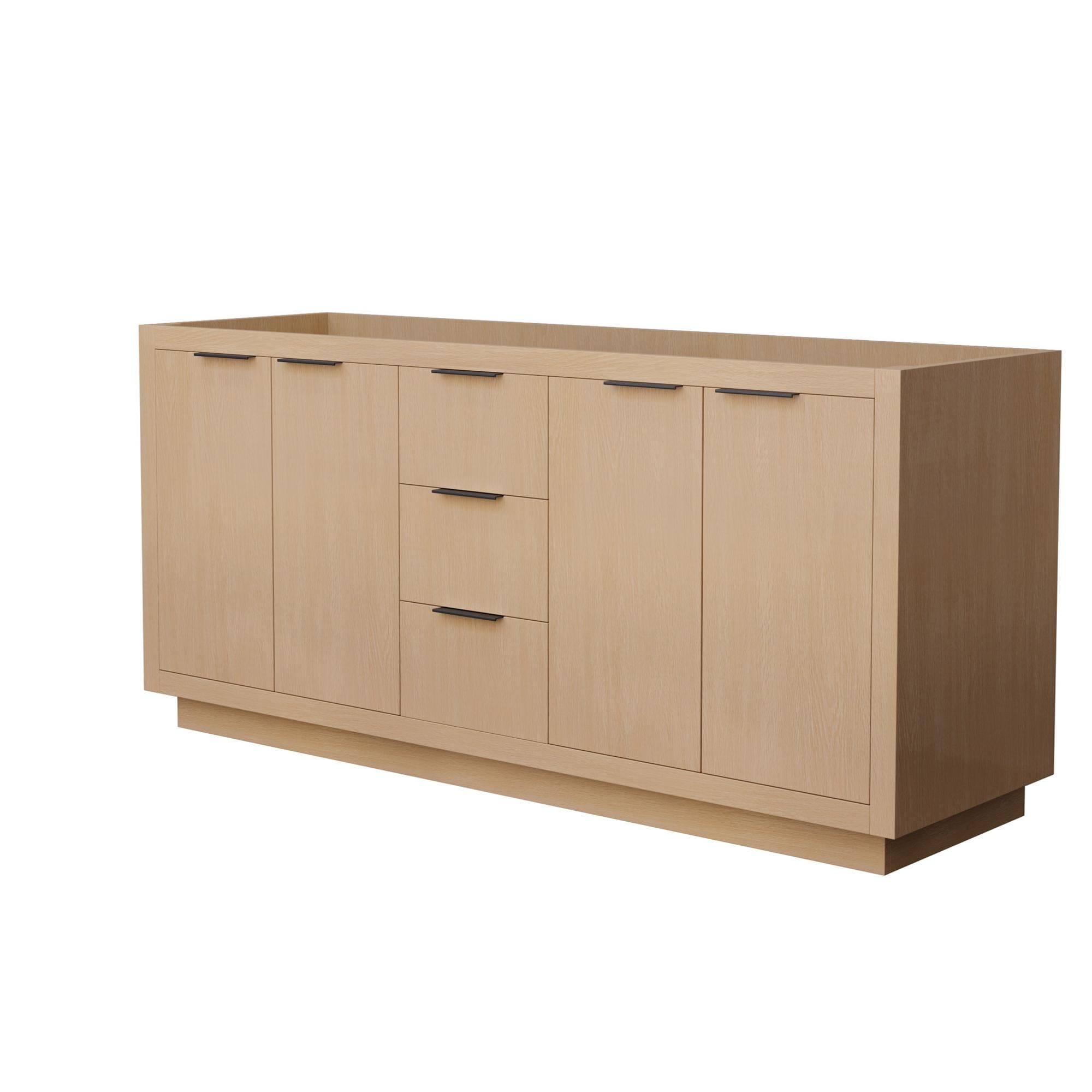 Wyndham Collection WCF282872DLBCXSXXMXX Maroni 72-in Light Straw with Matte Black Trim Bathroom Vanity Base Cabinet without Top