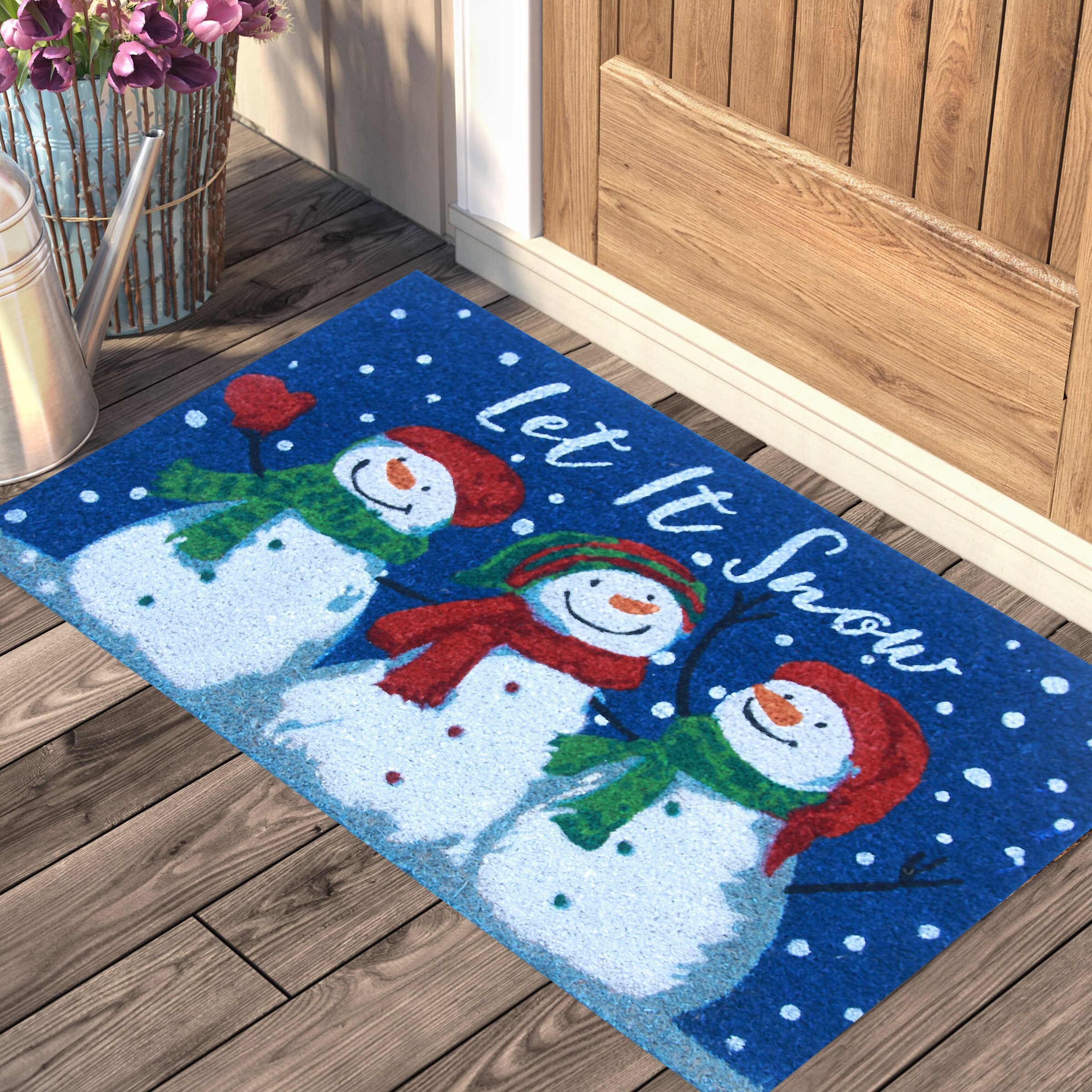 Holiday Living 2-ft x 3-ft Natural Rectangular Indoor Decorative Winter  Door Mat in the Mats department at