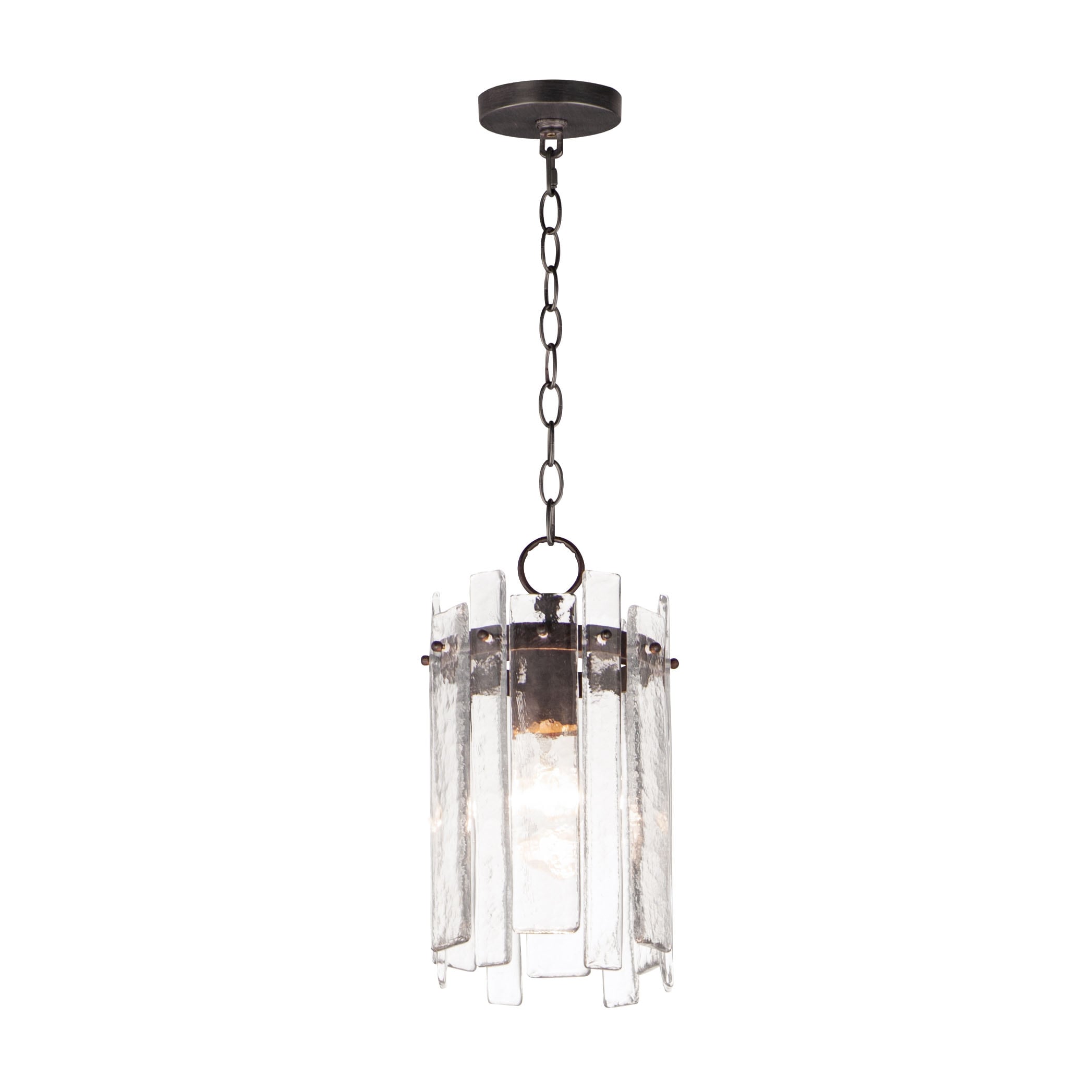 Dark Bronze Artisan Glass Pendant Light with Chain