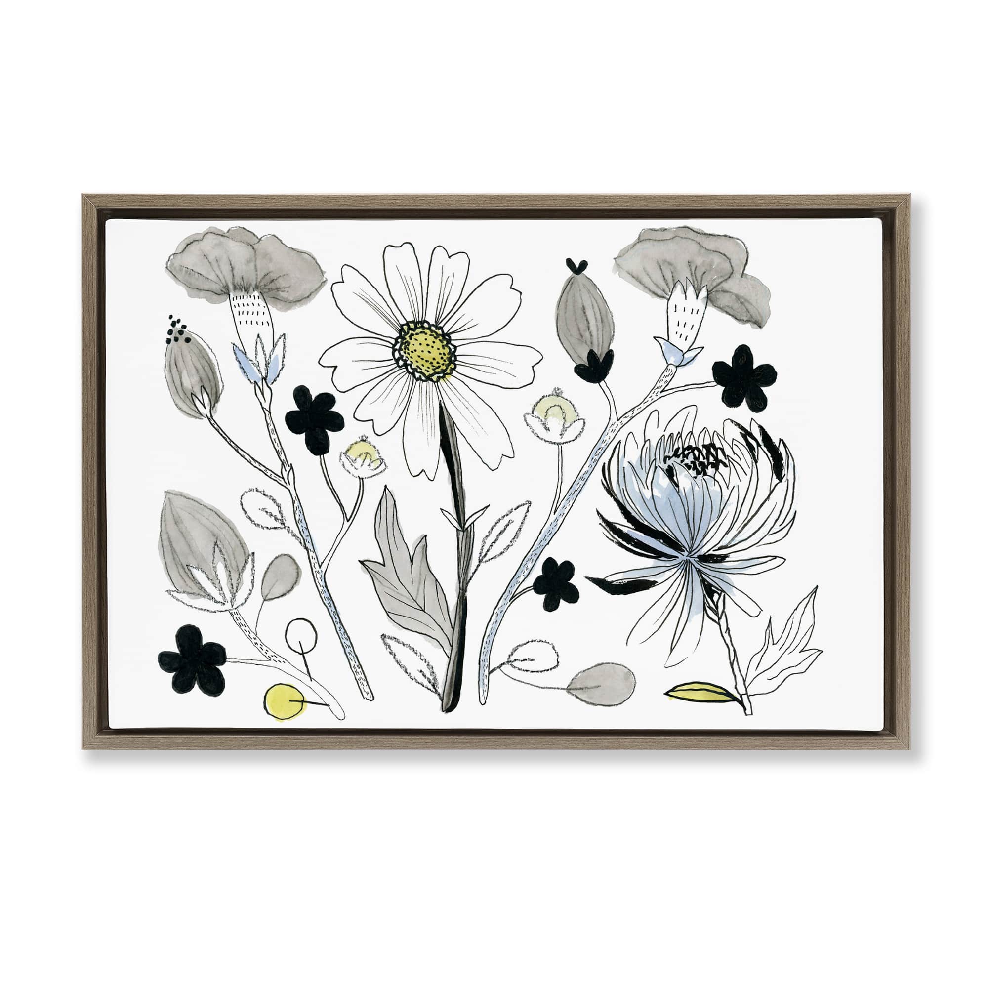Stupell Industries BS-105-FFE-16X24 Simple Drawn Nature Sprigs Floating Frame design by Ashley Davis