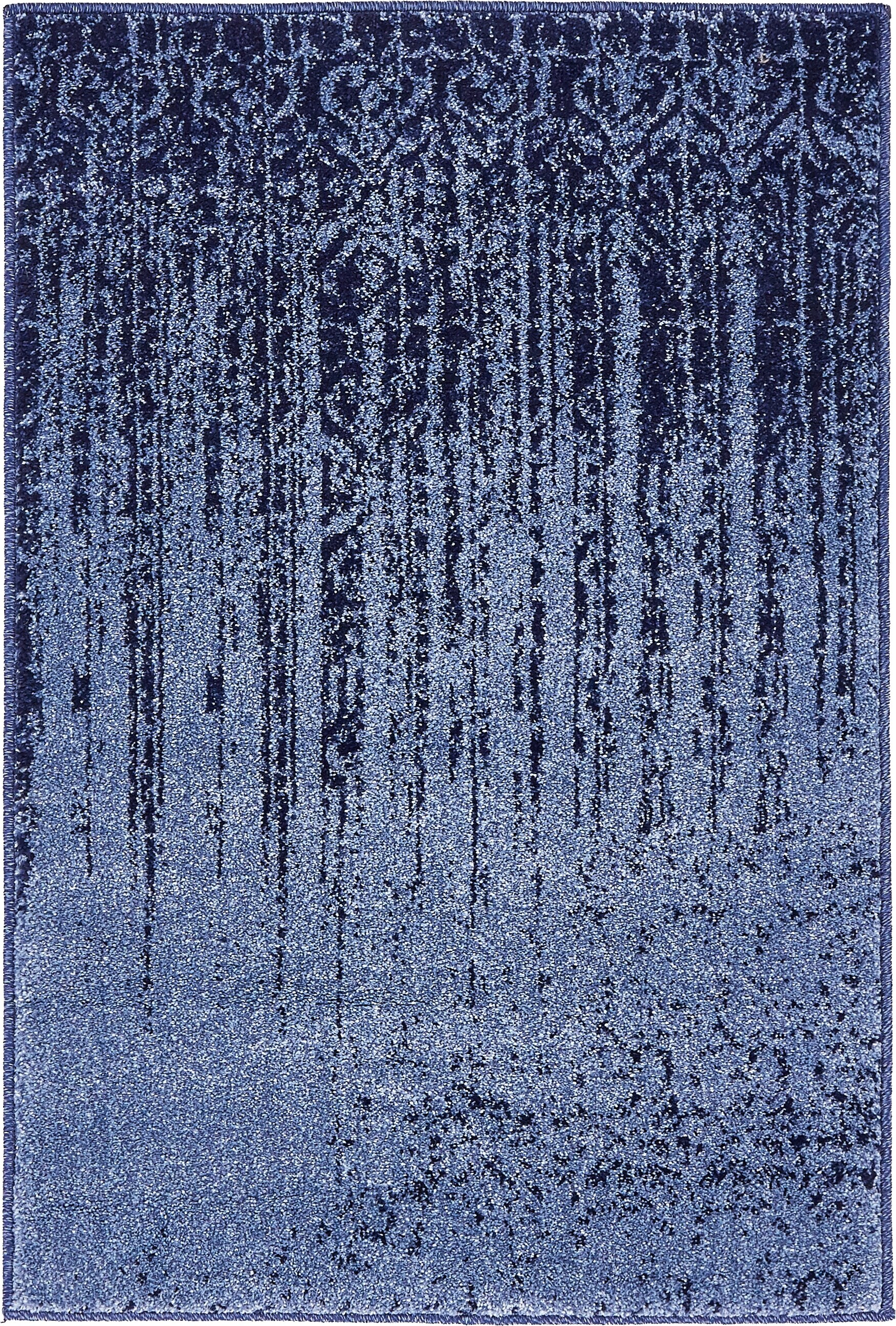 Unique Loom 3133401 Jennifer Del Mar 2 x 3 (ft) Loomed Polypropylene Blue/Navy Blue Rectangular Indoor Stripe Industrial Area rug