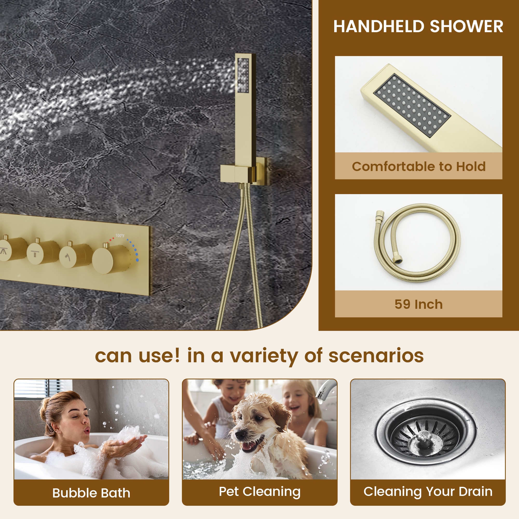 CASAINC CA-A4381-BG Showerhead-Bar-Panels - View #7