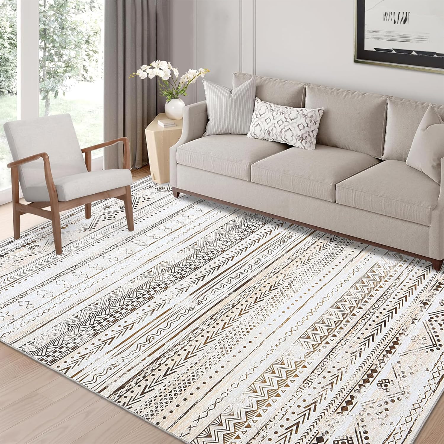 Garvee 6x 9 Machine Washable Geometric Area Rug Soft Low Pile Non Slip ...