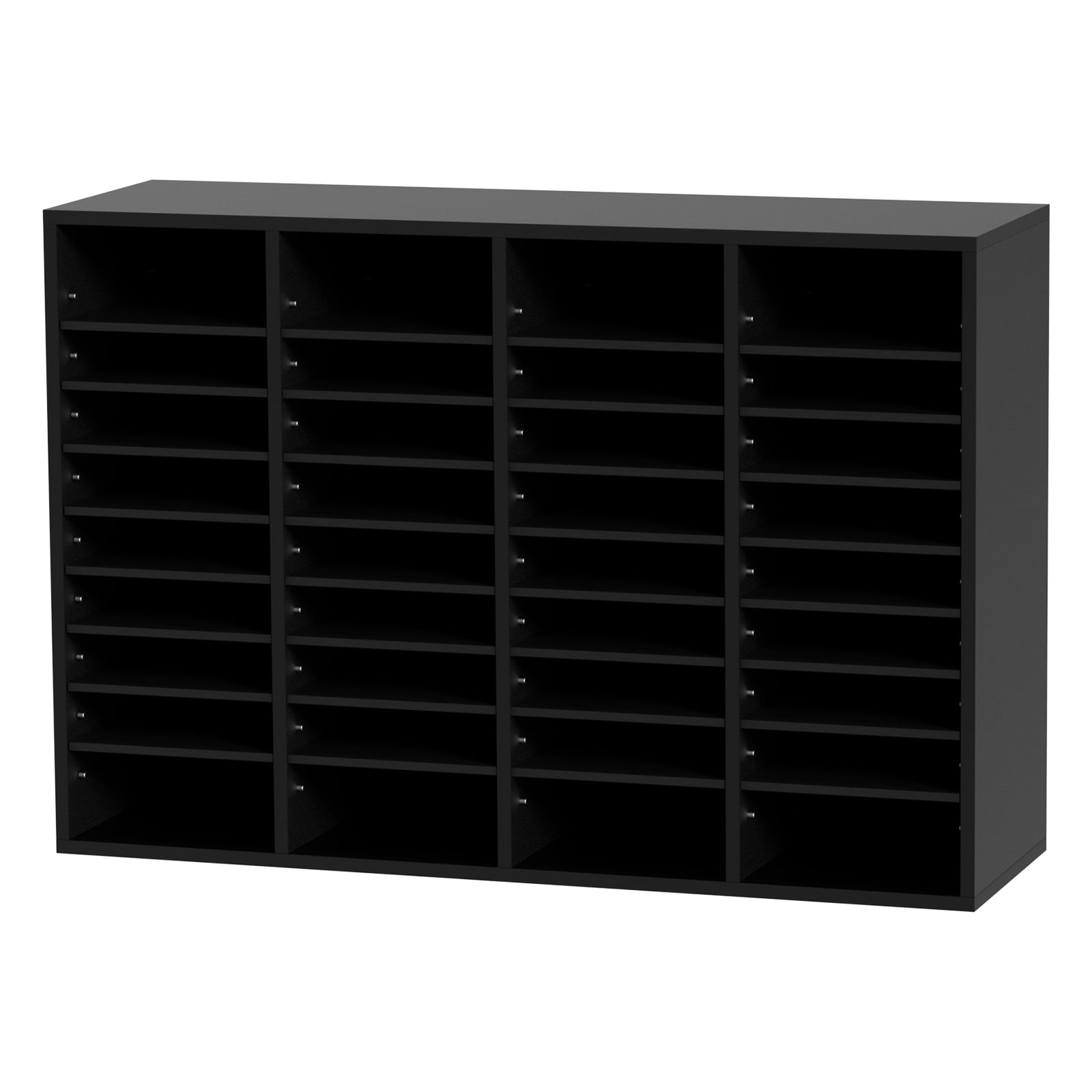 Black 36-Compartment Wood Literature Organizer