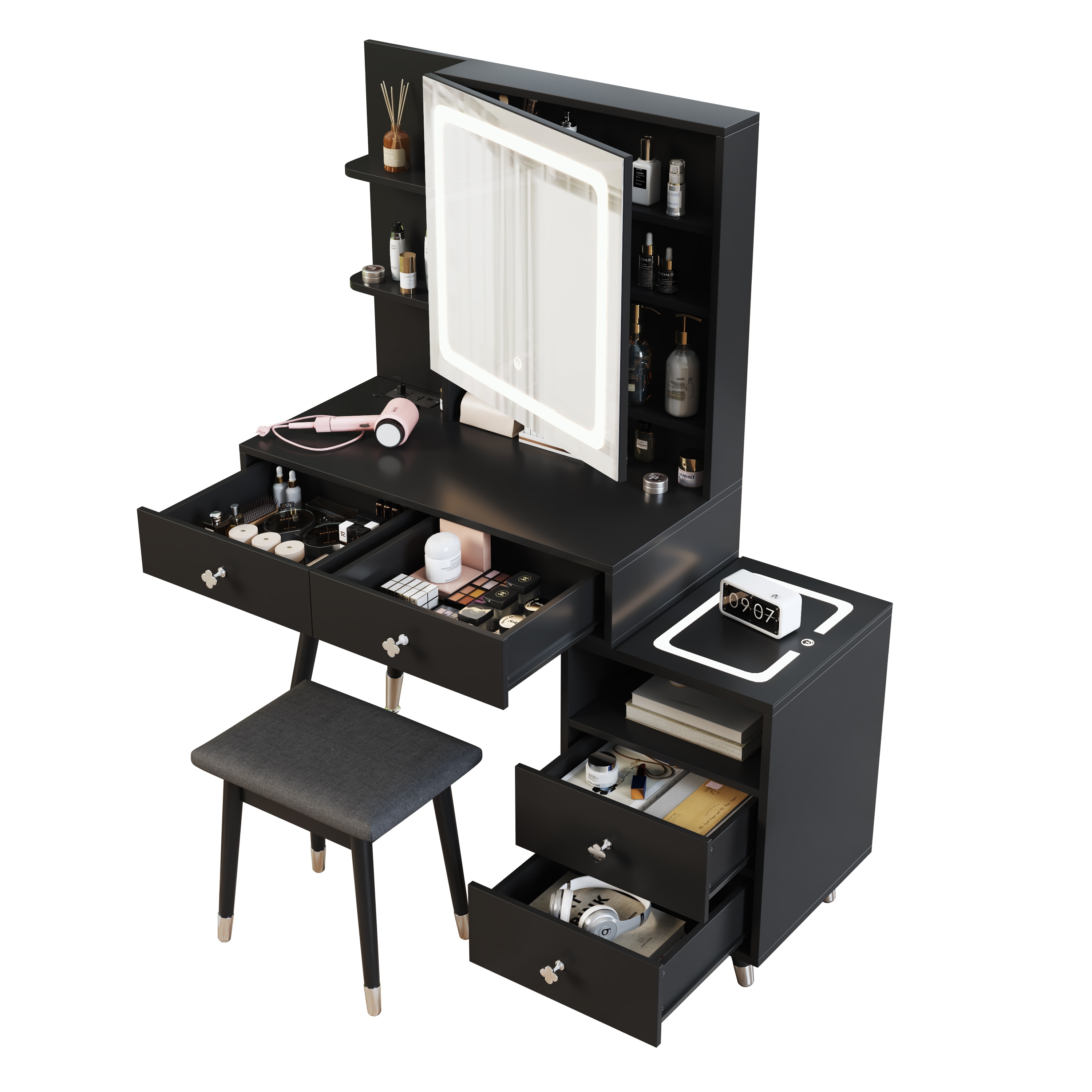 Outopee LO1G52003275 31.5-Inches Black Makeup Vanity