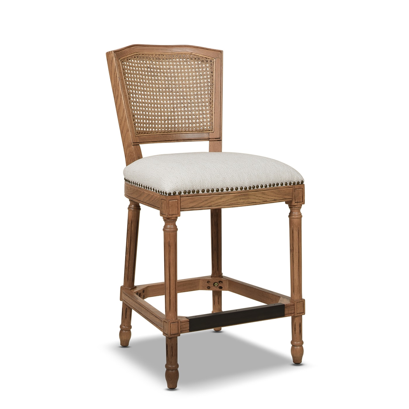 Jennifer Taylor Home 81220-PPW Triomphe White Peppe 26.5-in H Counter height (24-in to 27-in) Round Seat Upholstered Wood Back Bar Stool Back