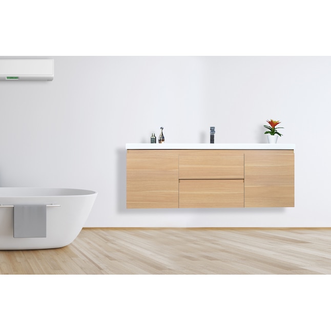 White Oak Single Sink Bathroom Vanity, 60 Inch Bathroom Vanity Single Sink No Top Mount