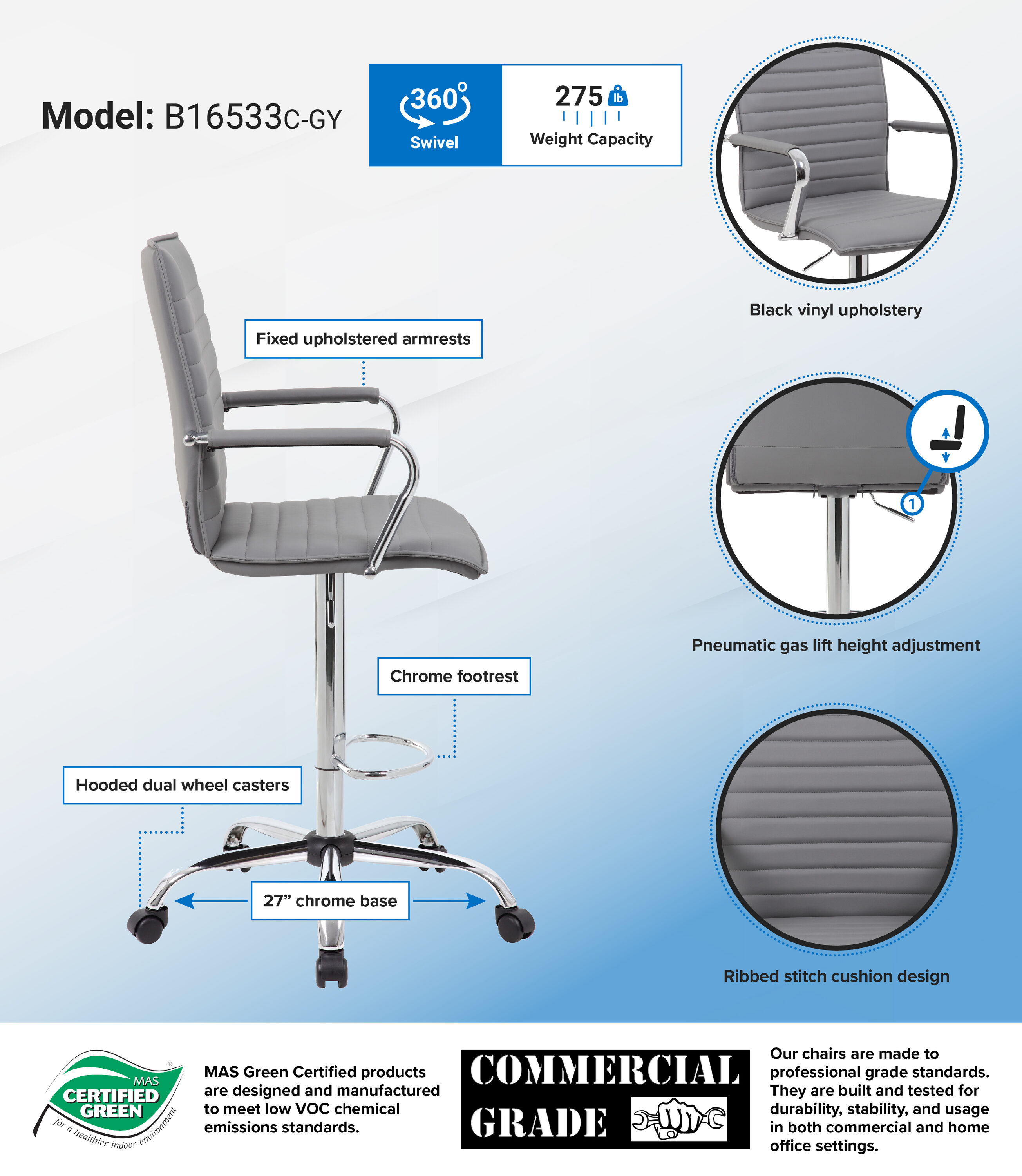 Boss Office Products B16533C-GY Office-Chairs - View #6