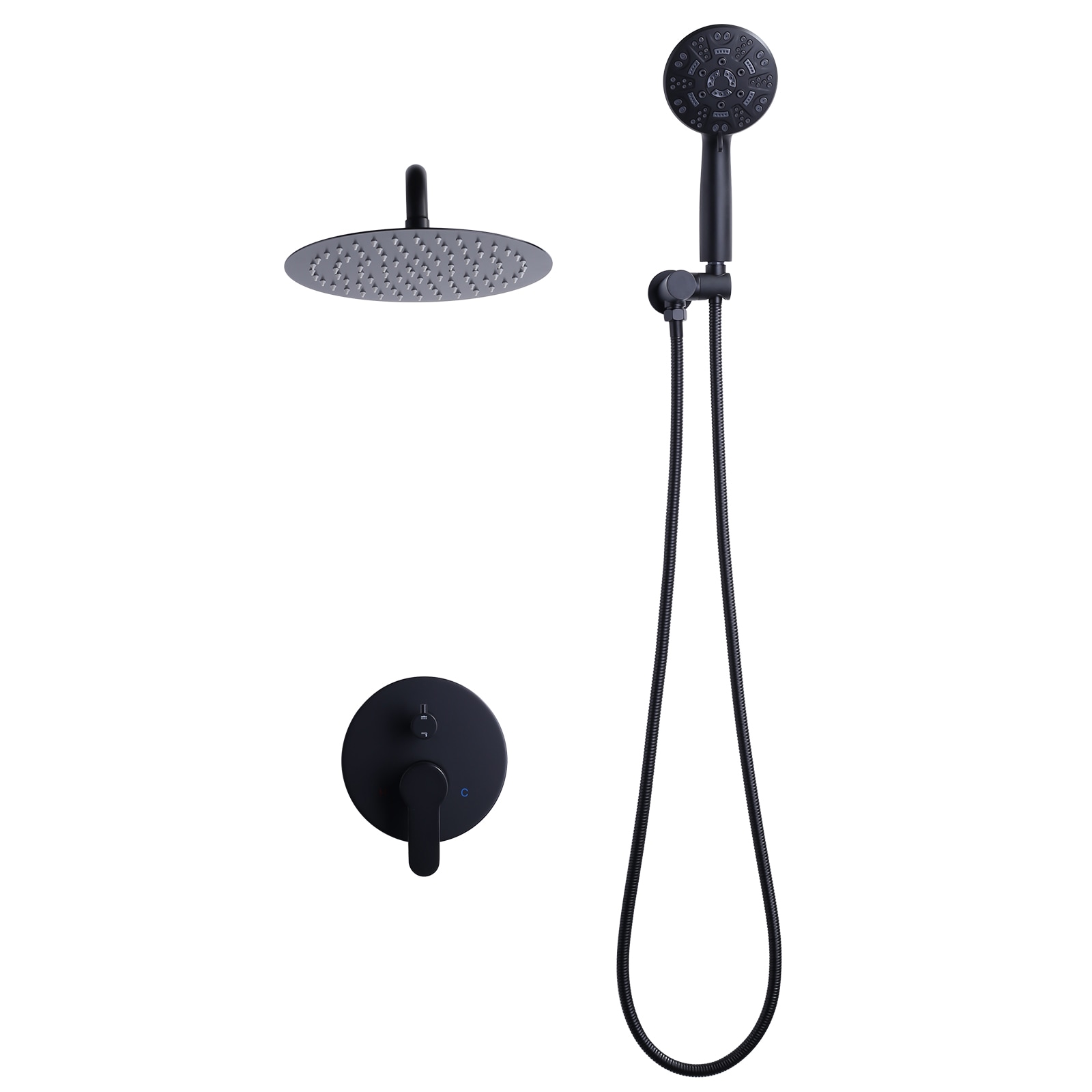 WOWOW 3091800D-10 Matte Black 10-Inches Shower Panel System with 2-way Diverter ( Ceramic Disc Valve Included )