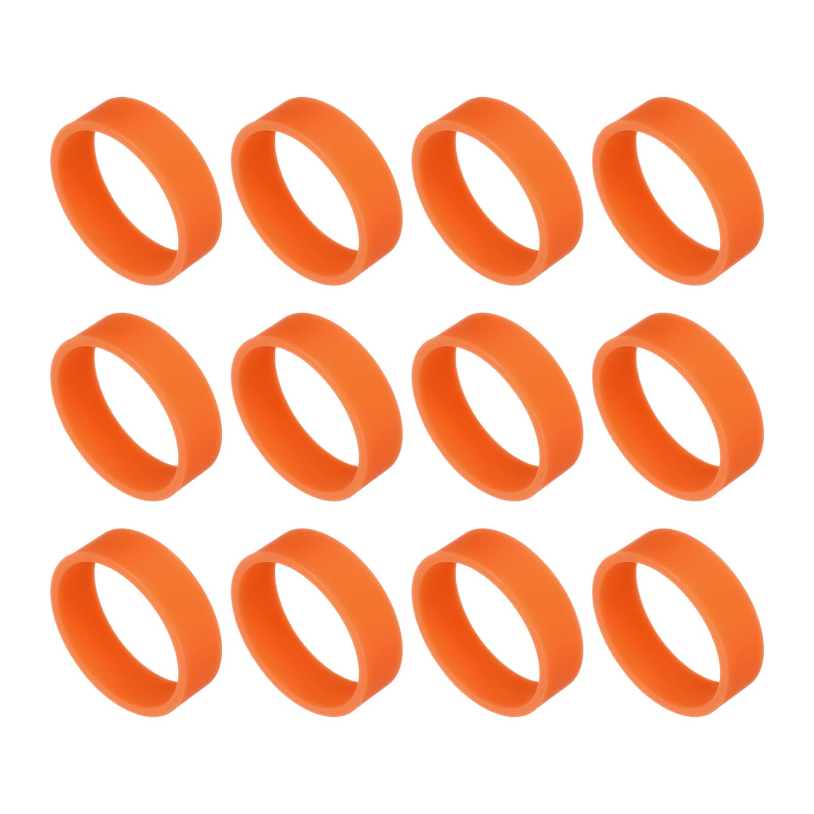 Unique Bargains 12pcs Silicone Rubber Bands 20mm/0.8Inch Rubber Bands Rings Cable Ties Strong Elastic Bands Non-Slip for Cord Wrapping Bag Wraps Orange #S26051100UX7248