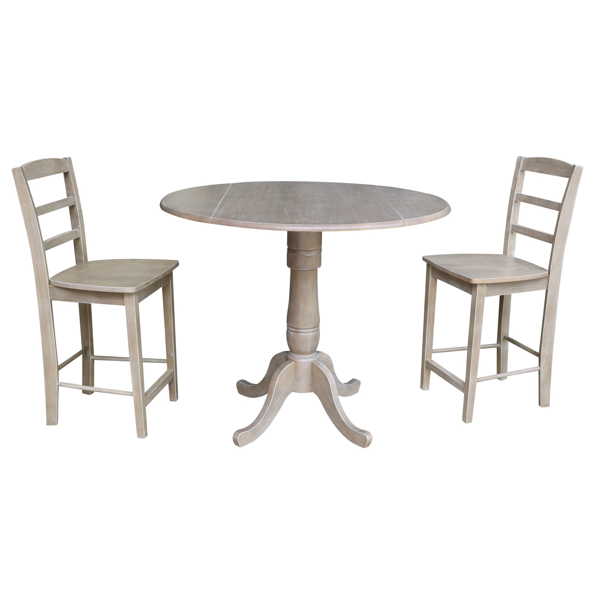 International Concepts K09-42DPT-S402-2 Washed gray taupe Casual Dining Room Set with Round Table ( Seats 4 )