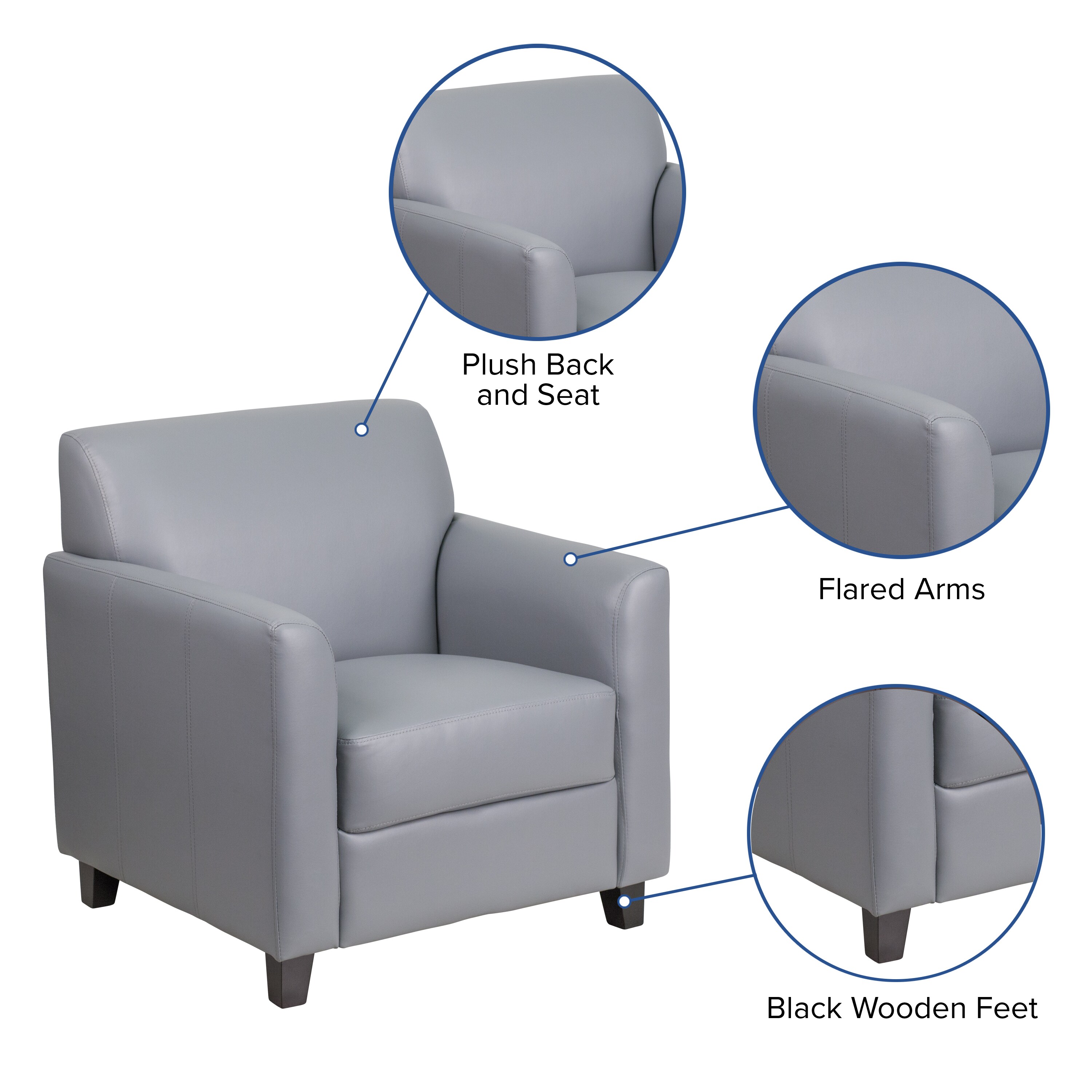 Diplomat Gray LeatherSoft Chair with Hardwood Frame