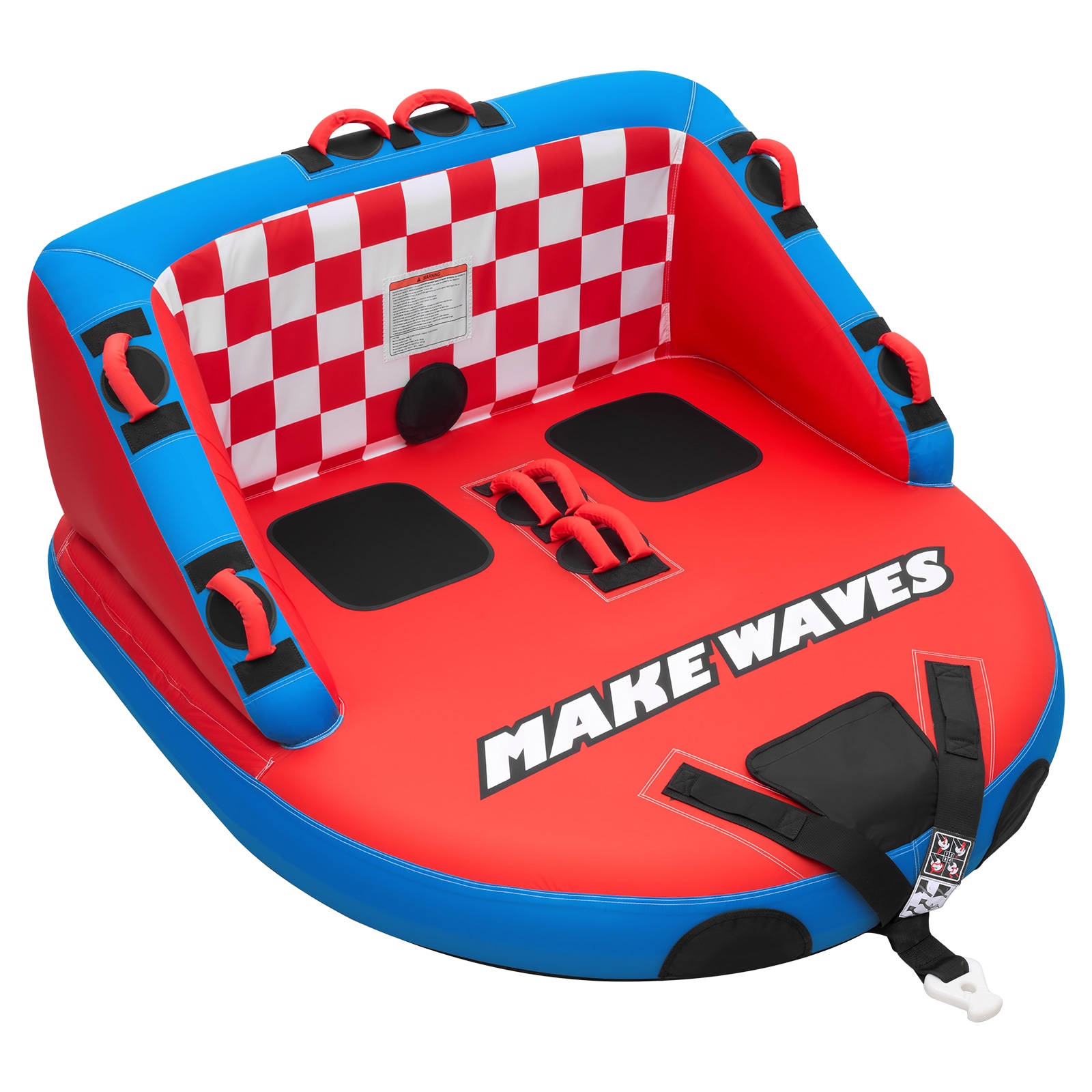 GIVIMO Towable Tubes for Boating 2-Rider Inflatable Boat Pull Tube 340-lb Capacity Water Sports Boating Tube with Full Nylon Cover Dual Tow Points Safety Valve Padded Handles