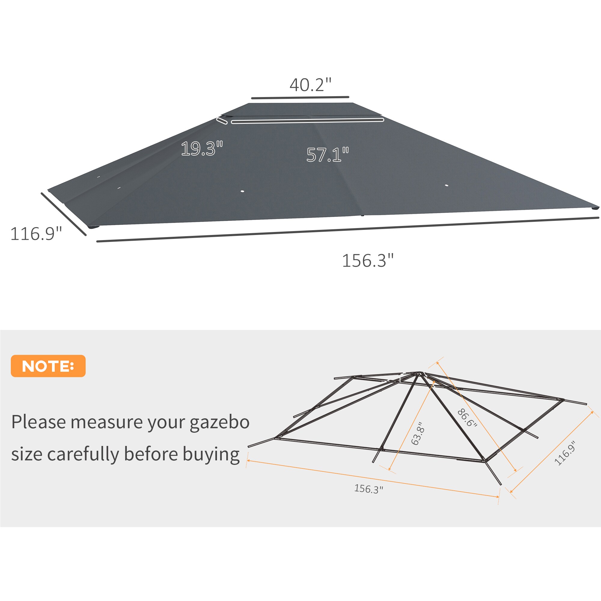 Outsunny 84C-487V00CG Canopy-Parts-Acc - View #3