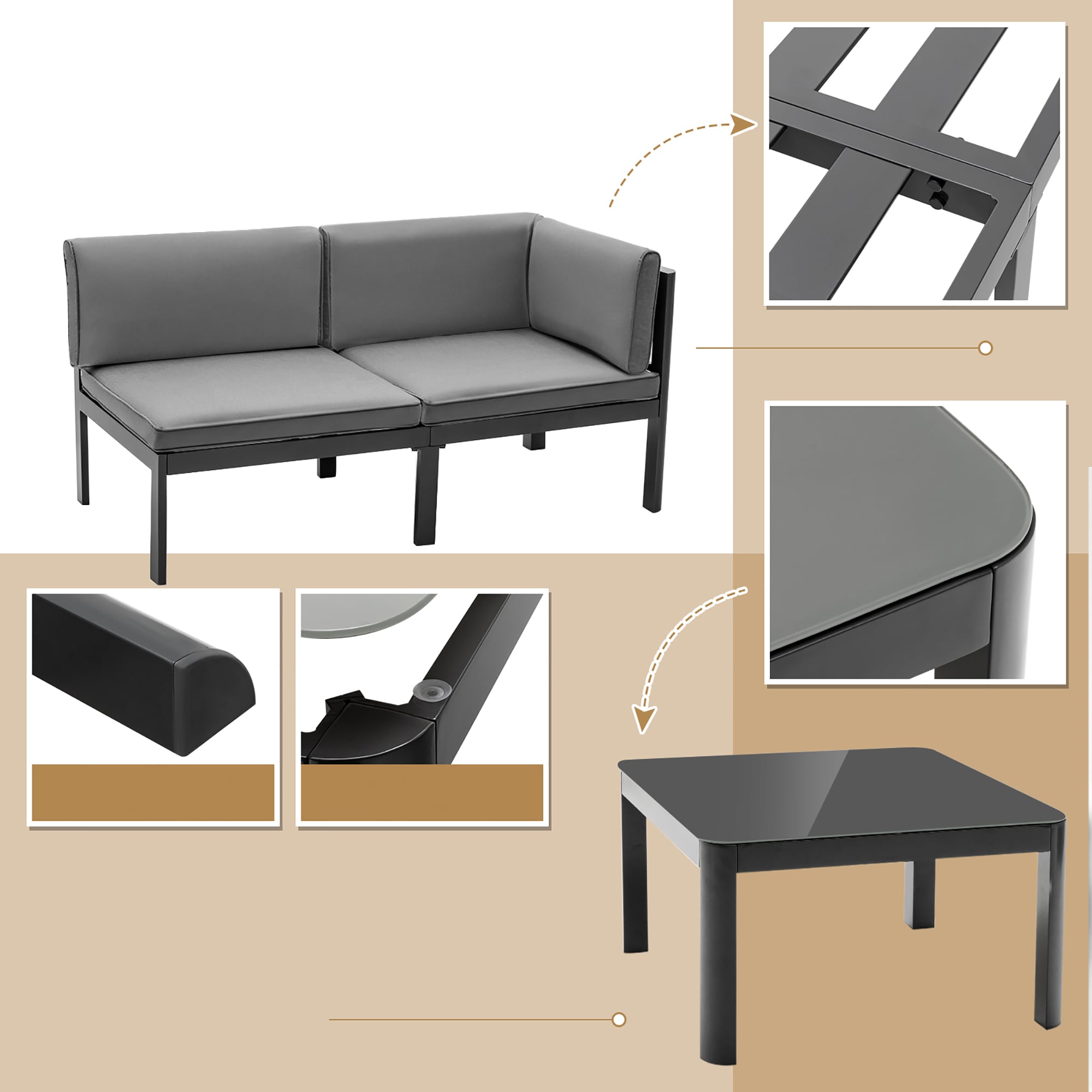 Costway NP10603GR+ Patio-Conversation-Sets - View #3