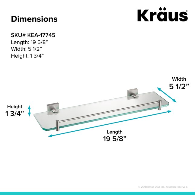 Kraus Ventus Brushed Nickel 1 Tier Brass Wall Mount Bathroom Shelf In kraus-ventus-brushed-nickel-1-tier-brass-wall-mount-bathroom-shelf-in