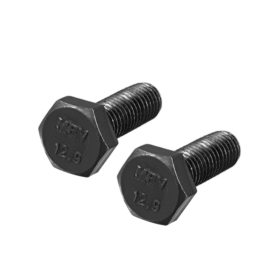 Unique Bargains M10x30mm Hex Head Left Hand Screw Bolts Fastener Carbon Steel Black 2pcs