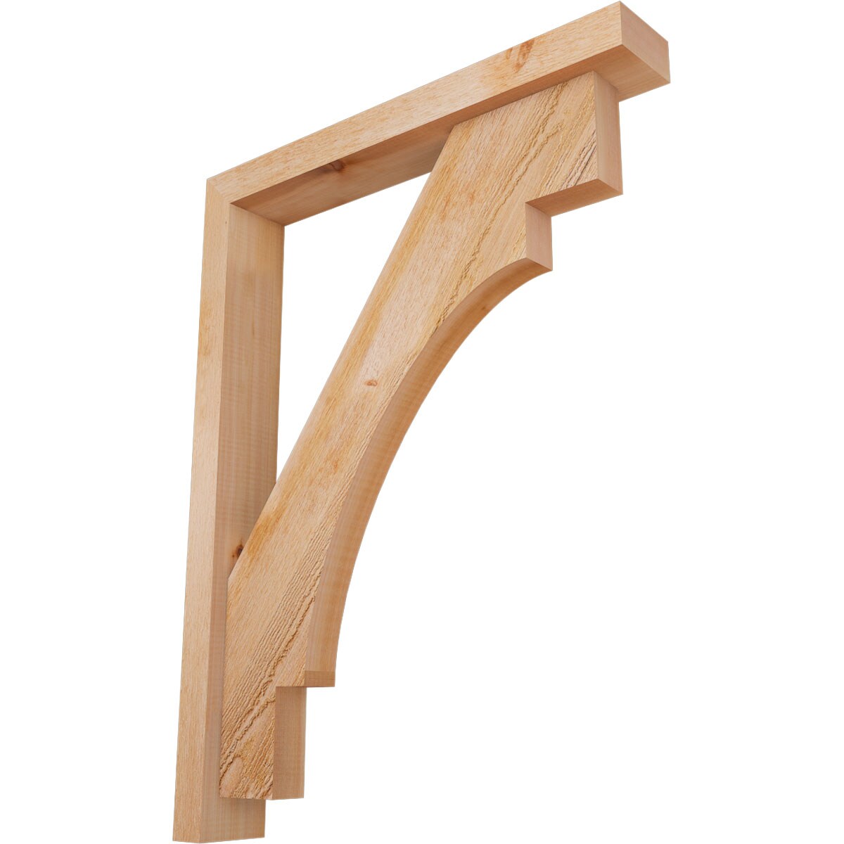 Ekena Millwork 1463028 Merced Block Rough Sawn Bracket with Offset Brace 4-in x 26-in x 34-in Western red cedar Brown Wood Standard bracket