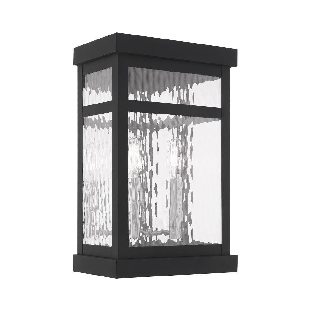 Livex Lighting 20524-04 Hopewell 2 -Light 15-in H Matte Black Hardwired Outdoor Wall Light