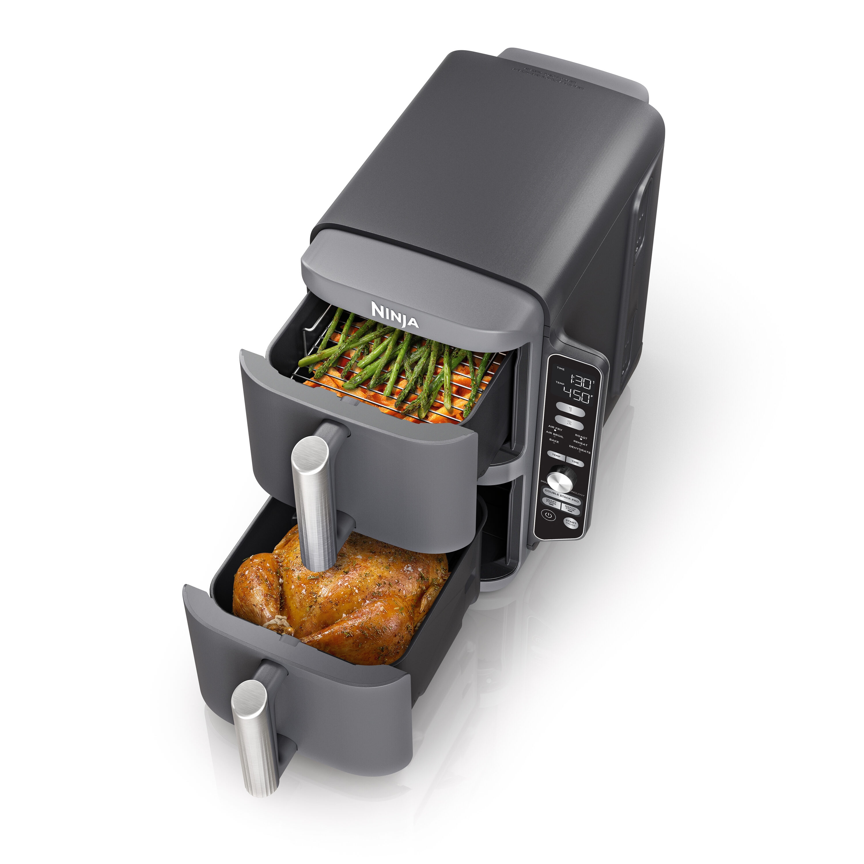 Ninja DoubleStack XL 2 Basket Space Saving Cooks 4 Foods 10-Quart Black Dual Zone Air Fryer SL401 Sansujyuku sansujyuku.com