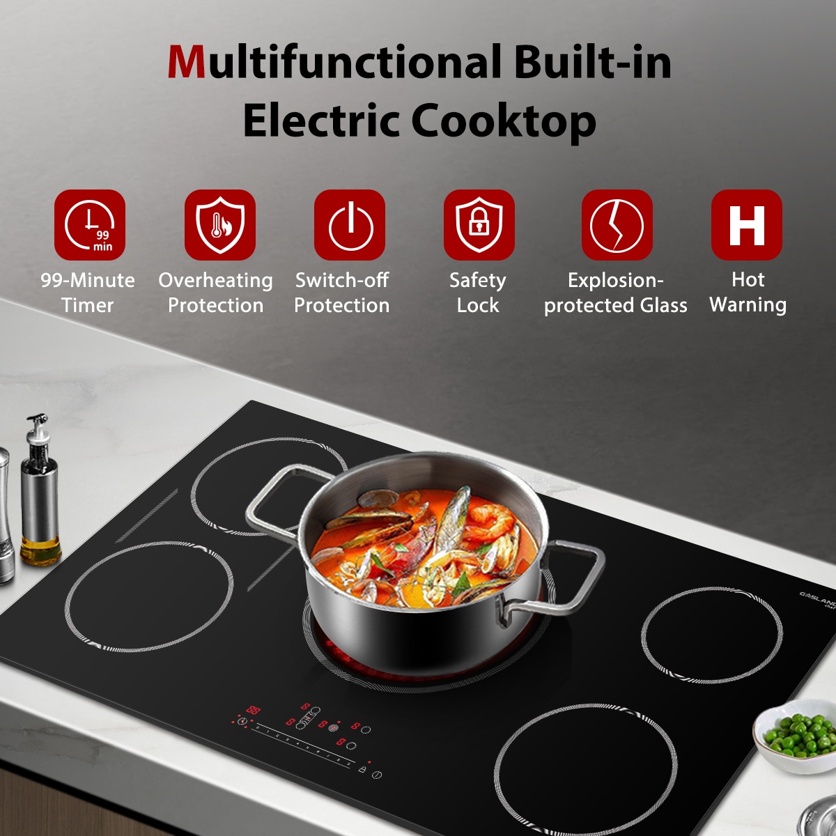 Gasland Chef CH77BF Built-In Electric Stove, 30 Vitro Ceramic Surface Radiant Electric Cooktop, 4 Burners, ETL